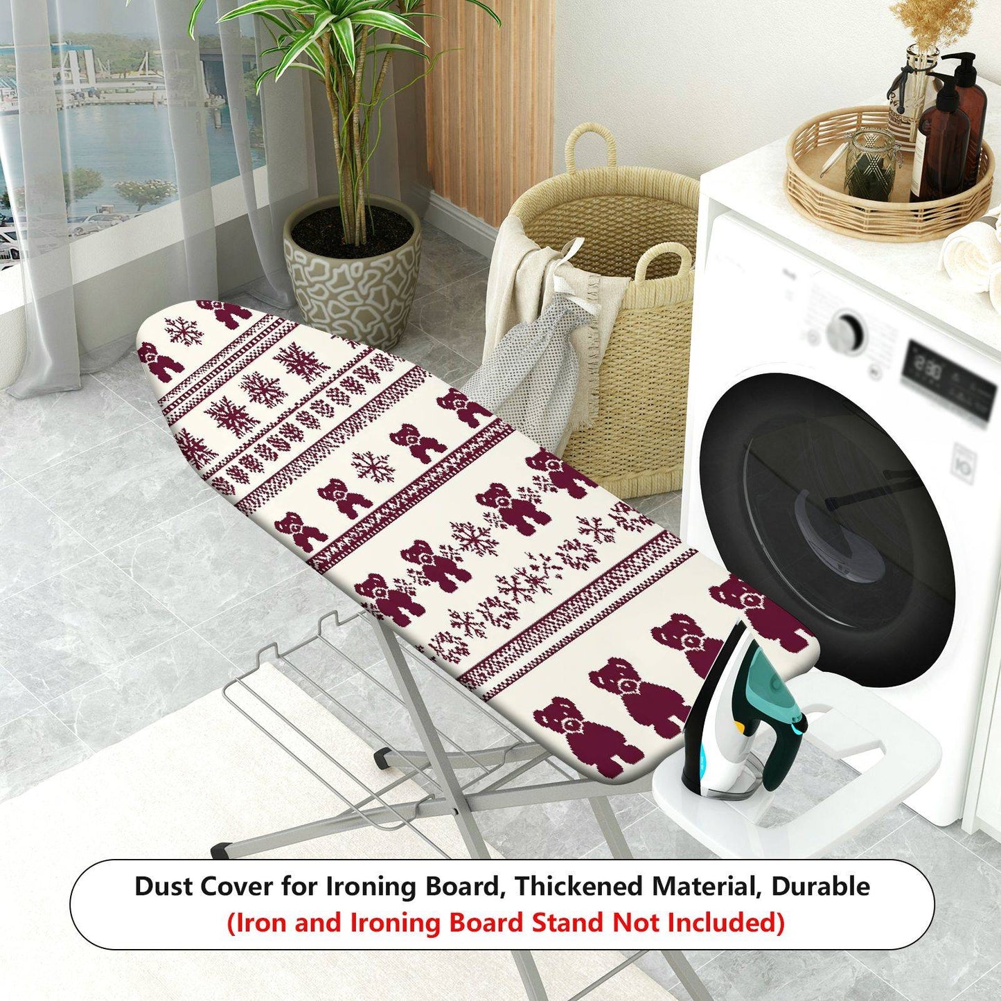 1-Piece Bear Snowflake Christmas  Ironing Board Cover, Universal Size, Without Board