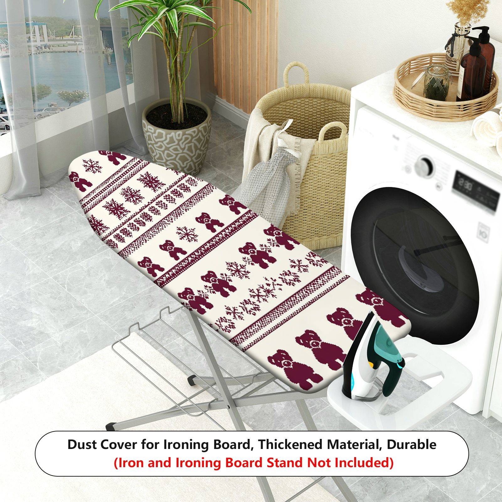 1-Piece Bear Snowflake Christmas  Ironing Board Cover, Universal Size, Without Board