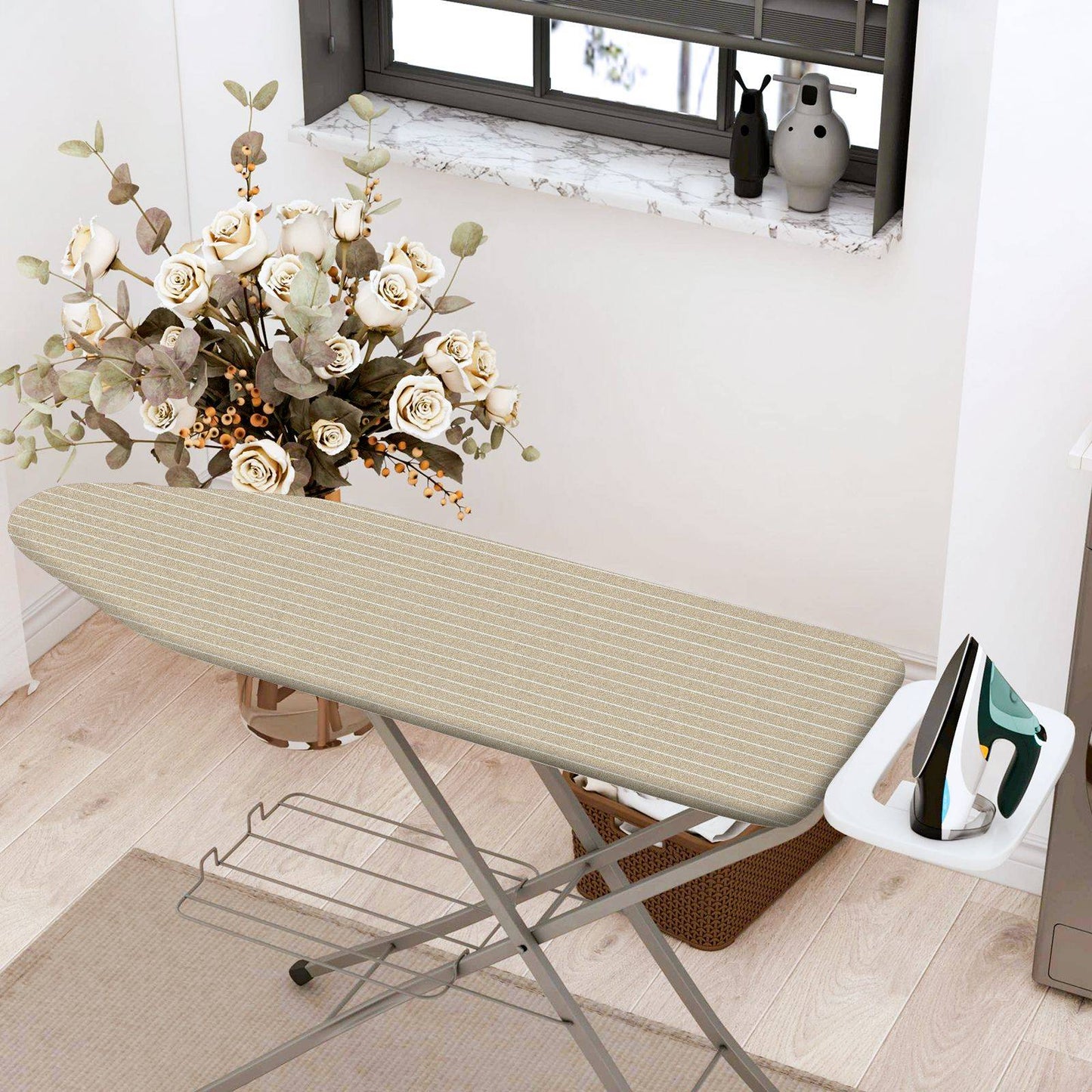 1-Piece Striped Beige Simple  Ironing Board Cover, Universal Size, Without Board
