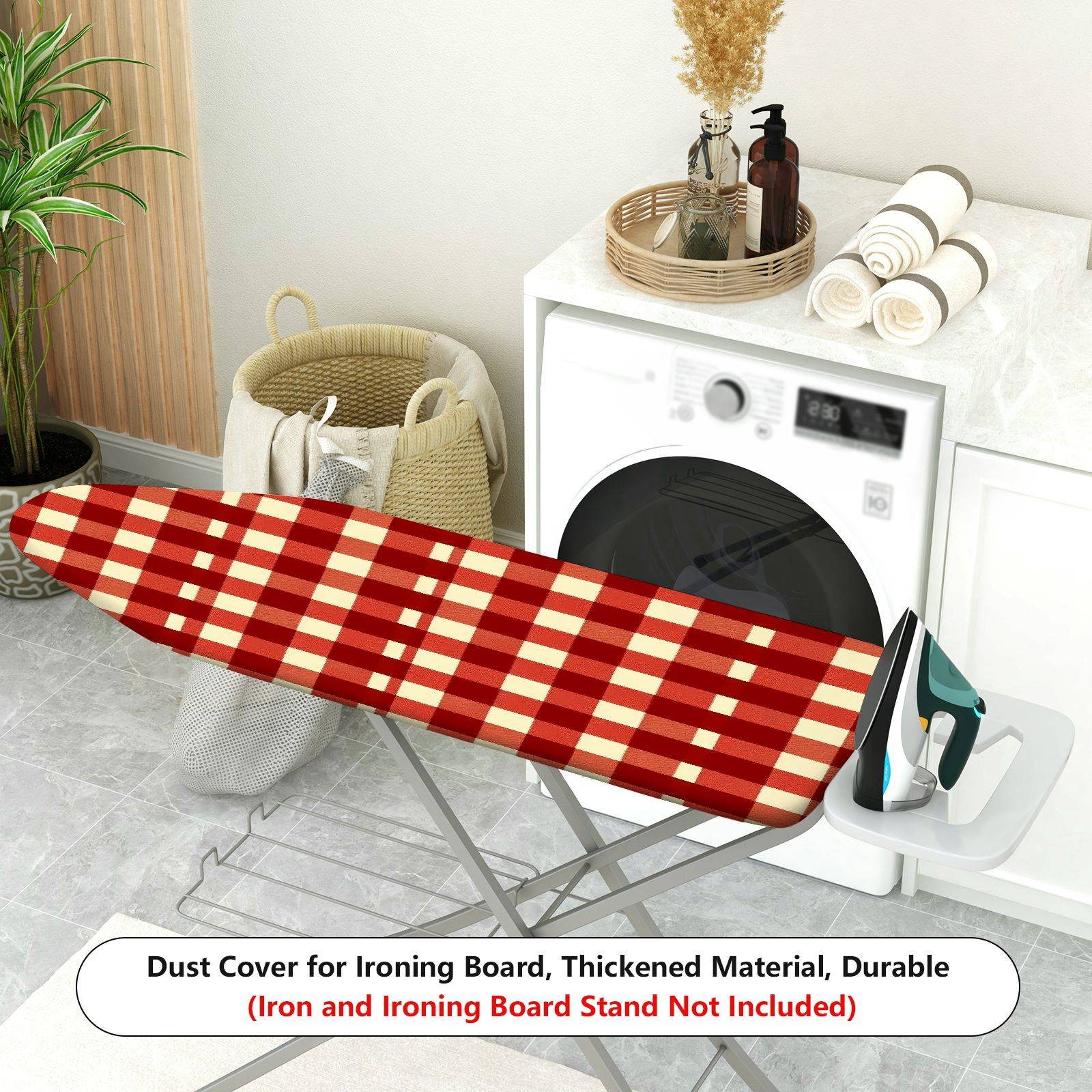 1-Piece Red Plaid Pattern Checkered  Ironing Board Cover, Universal Size, Without Board