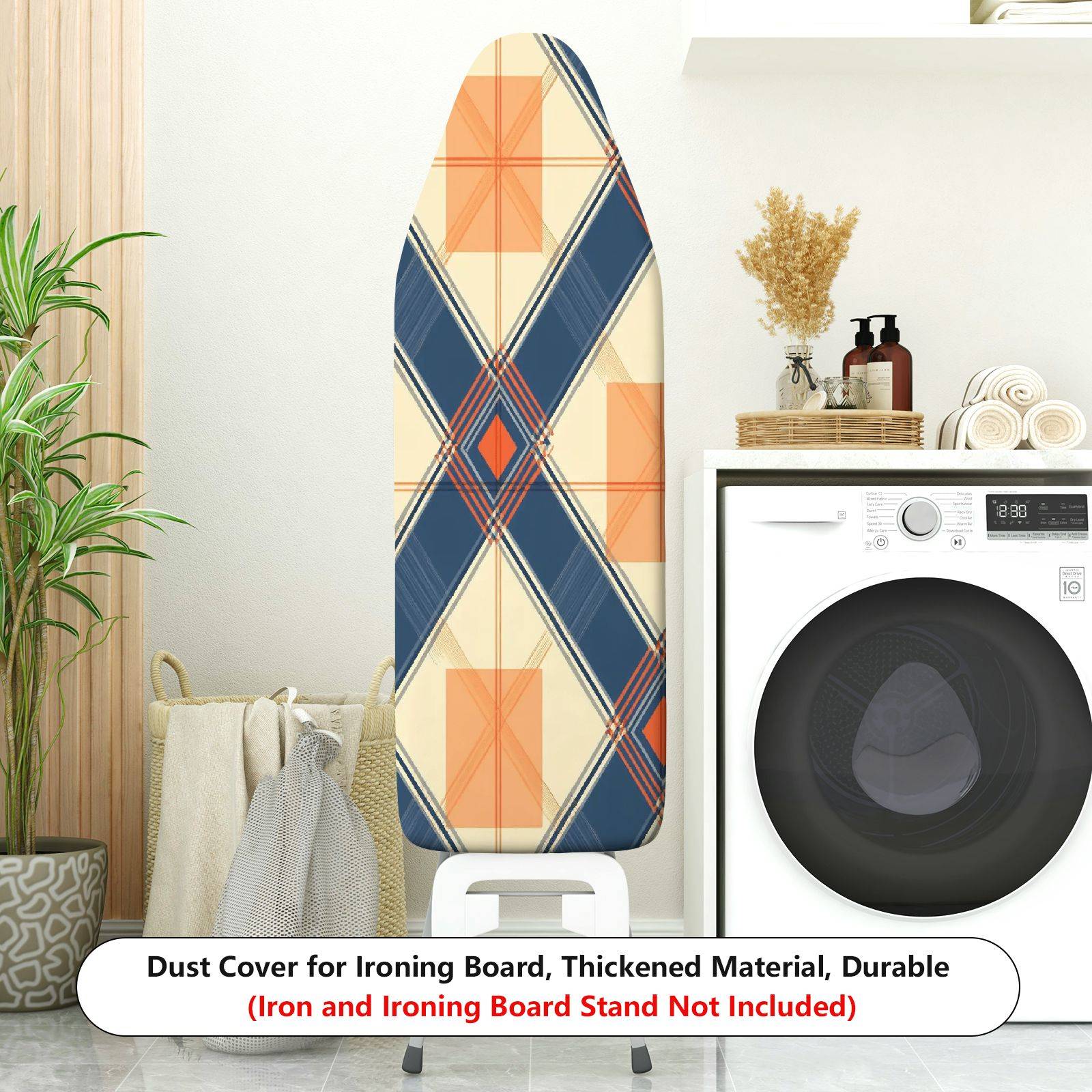 1-Piece Geometric Plaid Pattern Retro  Ironing Board Cover, Universal Size, Without Board