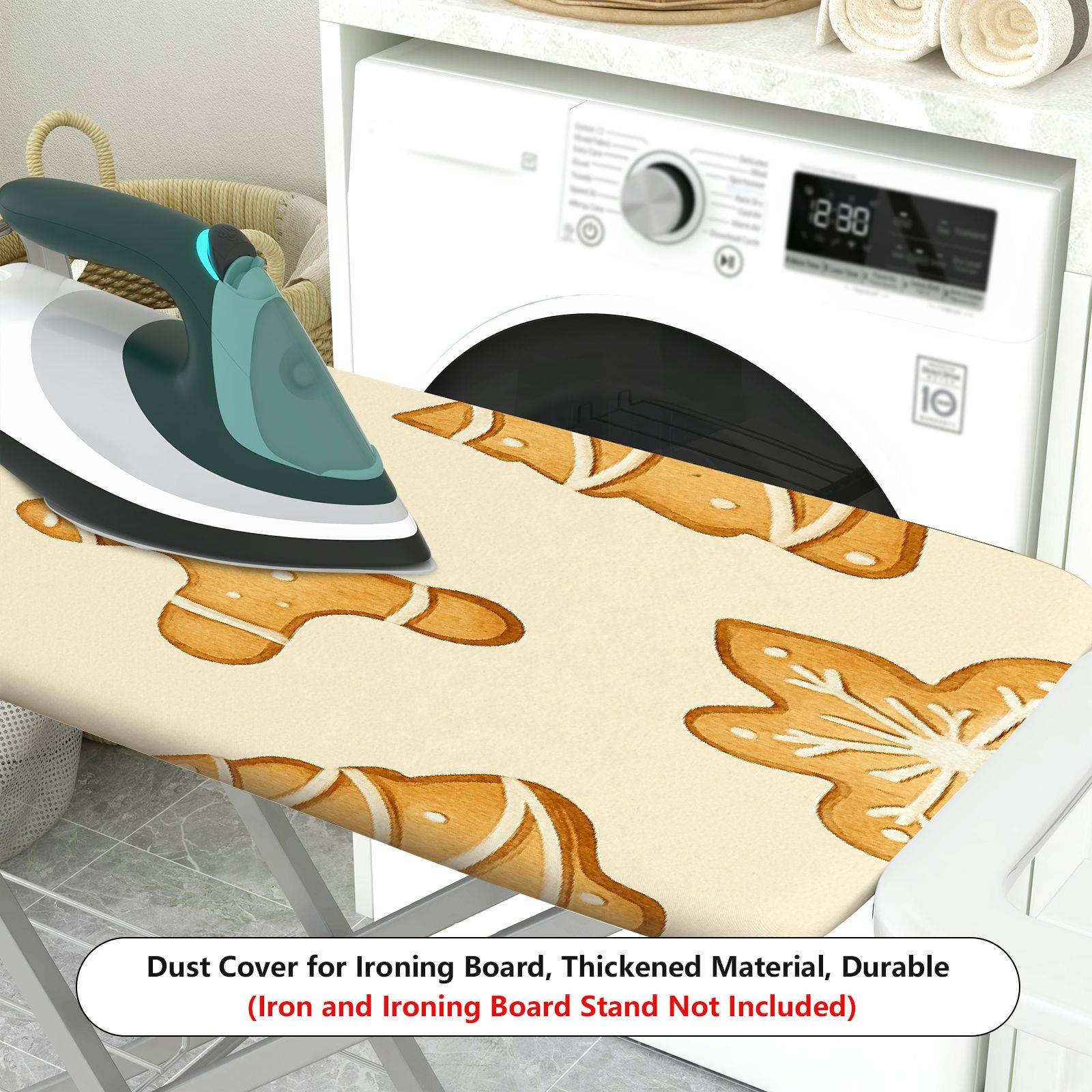 1-Piece Christmas Gingerbread Tree  Ironing Board Cover, Universal Size, Without Board