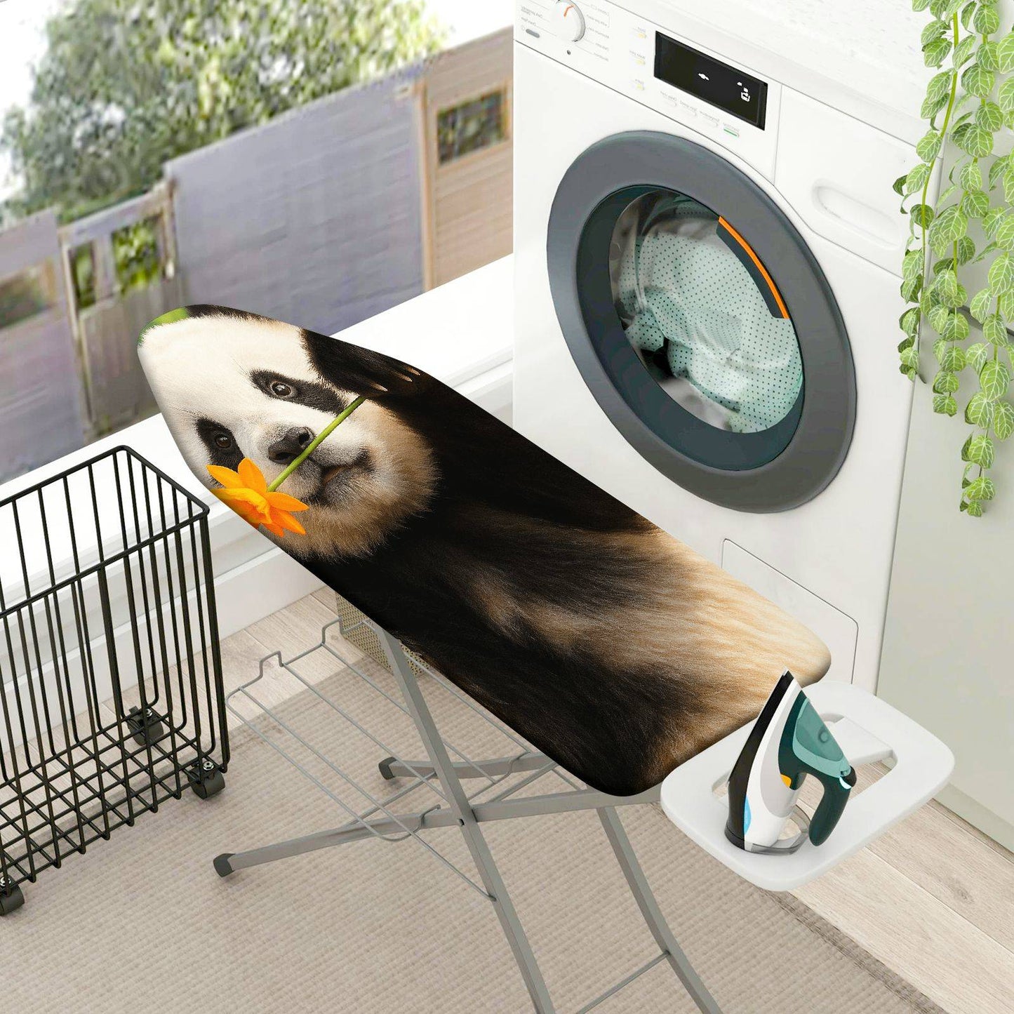 1-Piece Panda Flower Fun  Ironing Board Cover, Universal Size, Without Board