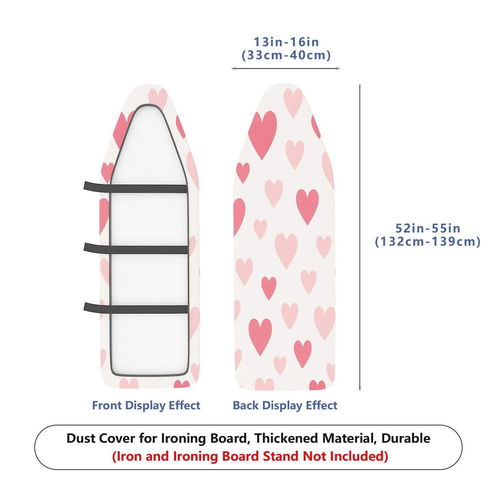 1-Piece Pink Love Heart Cute  Ironing Board Cover, Universal Size, Without Board