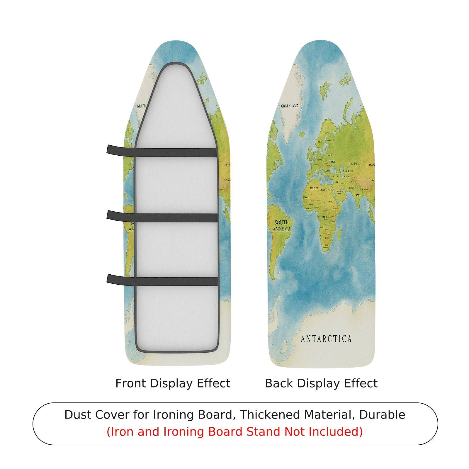 1-Piece World Map Geography Travel  Ironing Board Cover, Universal Size, Without Board
