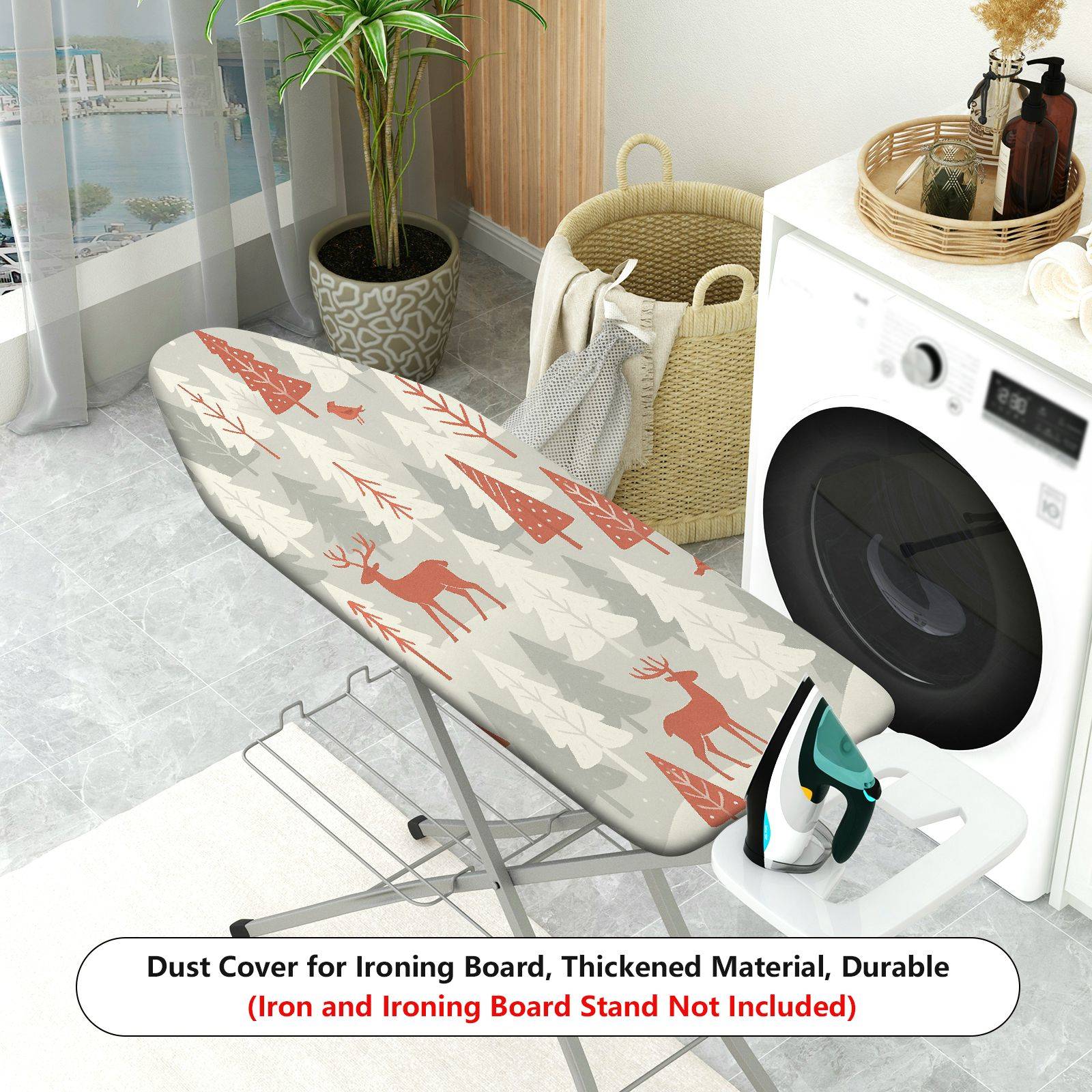 1-Piece Forest Deer Snow Christmas  Ironing Board Cover, Universal Size, Without Board