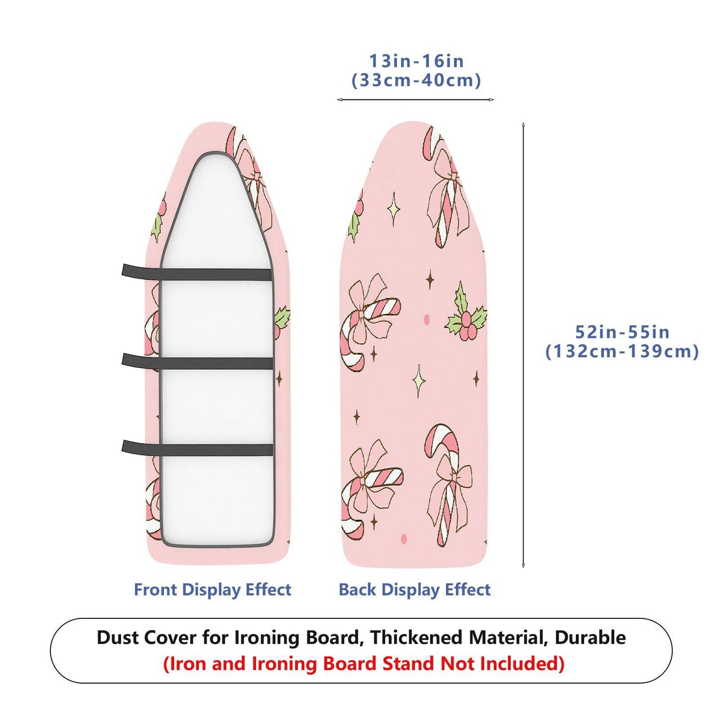 1-Piece Christmas Candy Bow Holly  Ironing Board Cover, Universal Size, Without Board