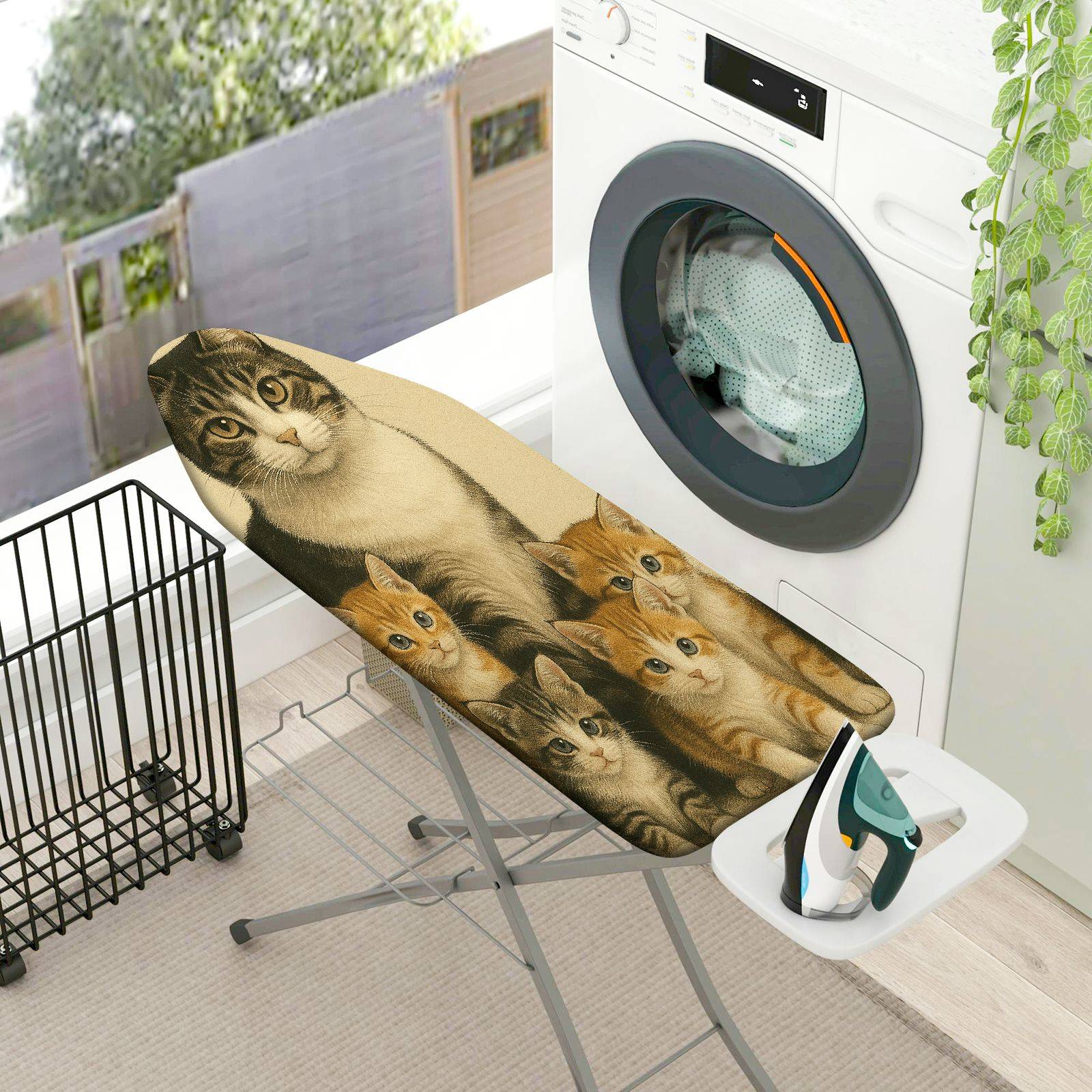1-Piece Cute Cat Family Animal Print  Ironing Board Cover, Universal Size, Without Board