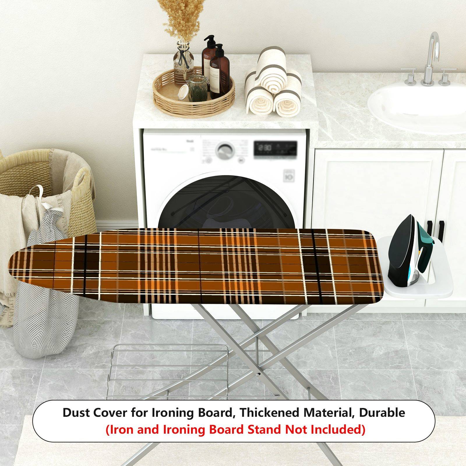 1-Piece Plaid Checkered Striped  Ironing Board Cover, Universal Size, Without Board
