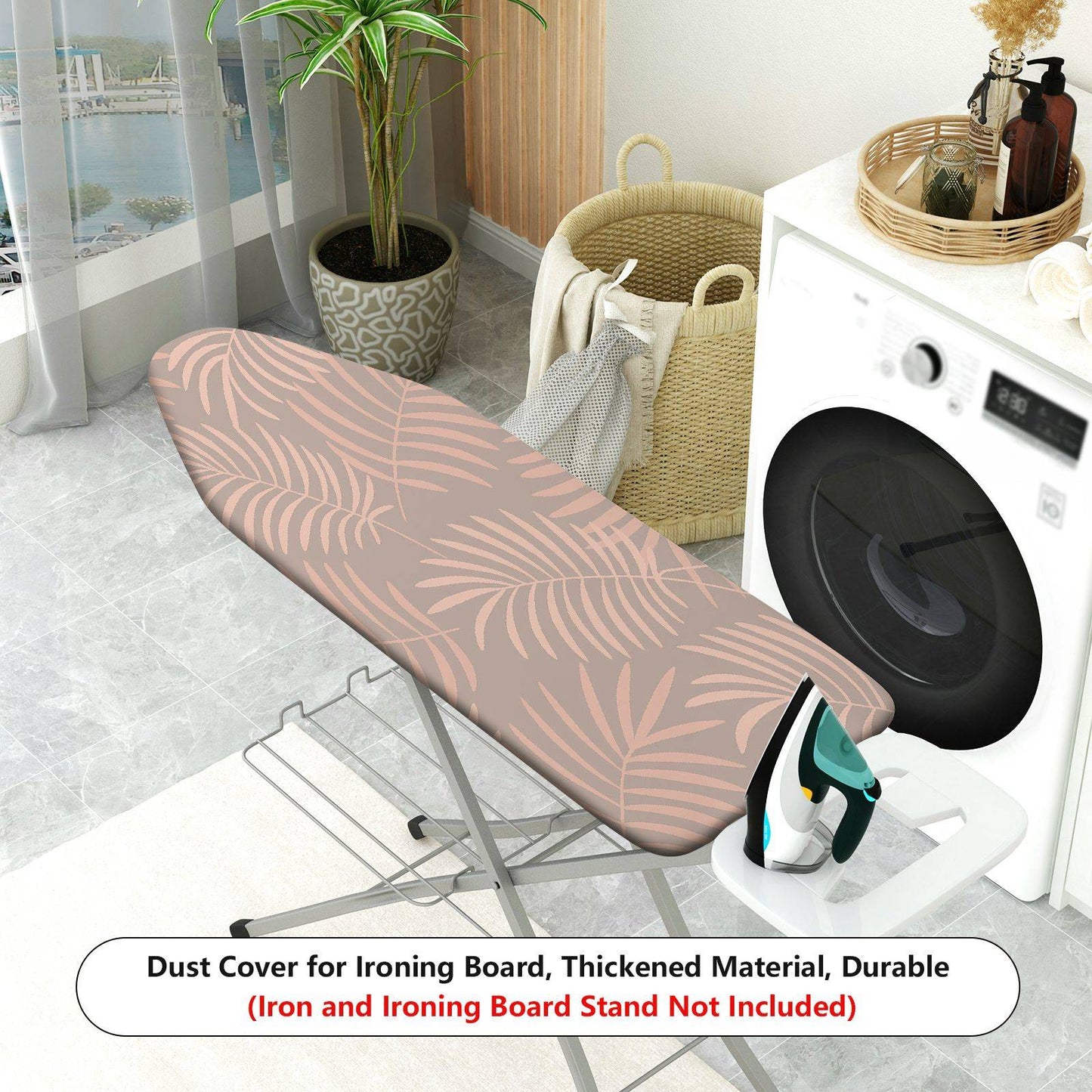 1-Piece Leaf Tropical Beige  Ironing Board Cover, Universal Size, Without Board