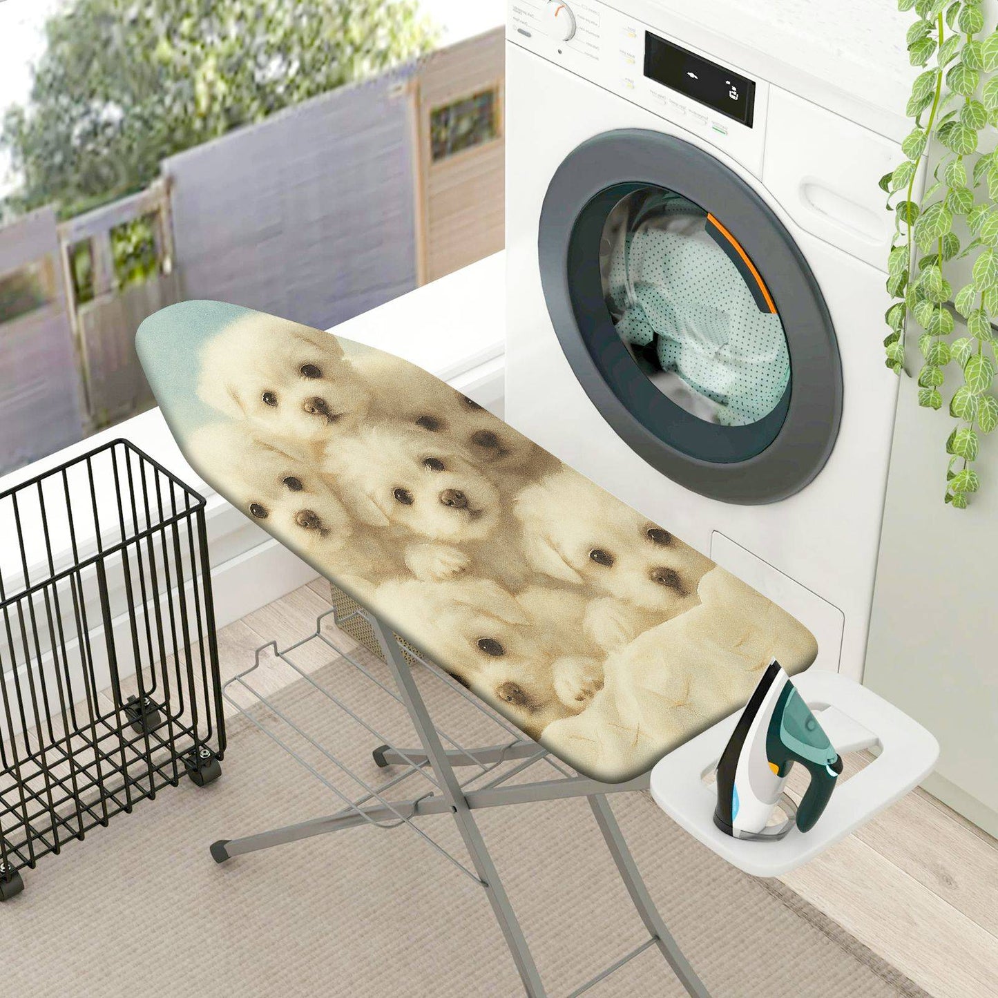 1-Piece Cute Dog Animal White  Ironing Board Cover, Universal Size, Without Board