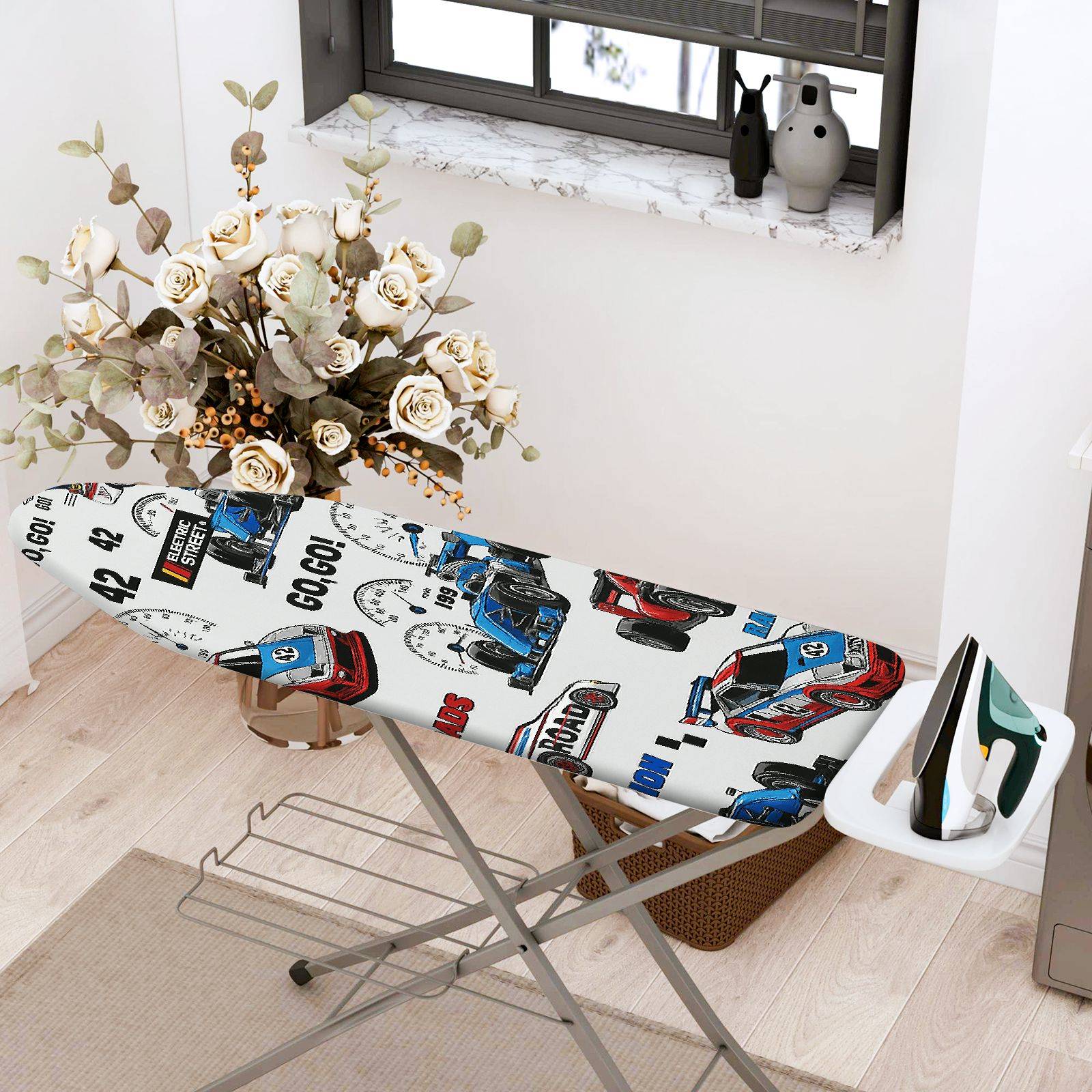 1-Piece Race Car Speedometer Fun  Ironing Board Cover, Universal Size, Without Board