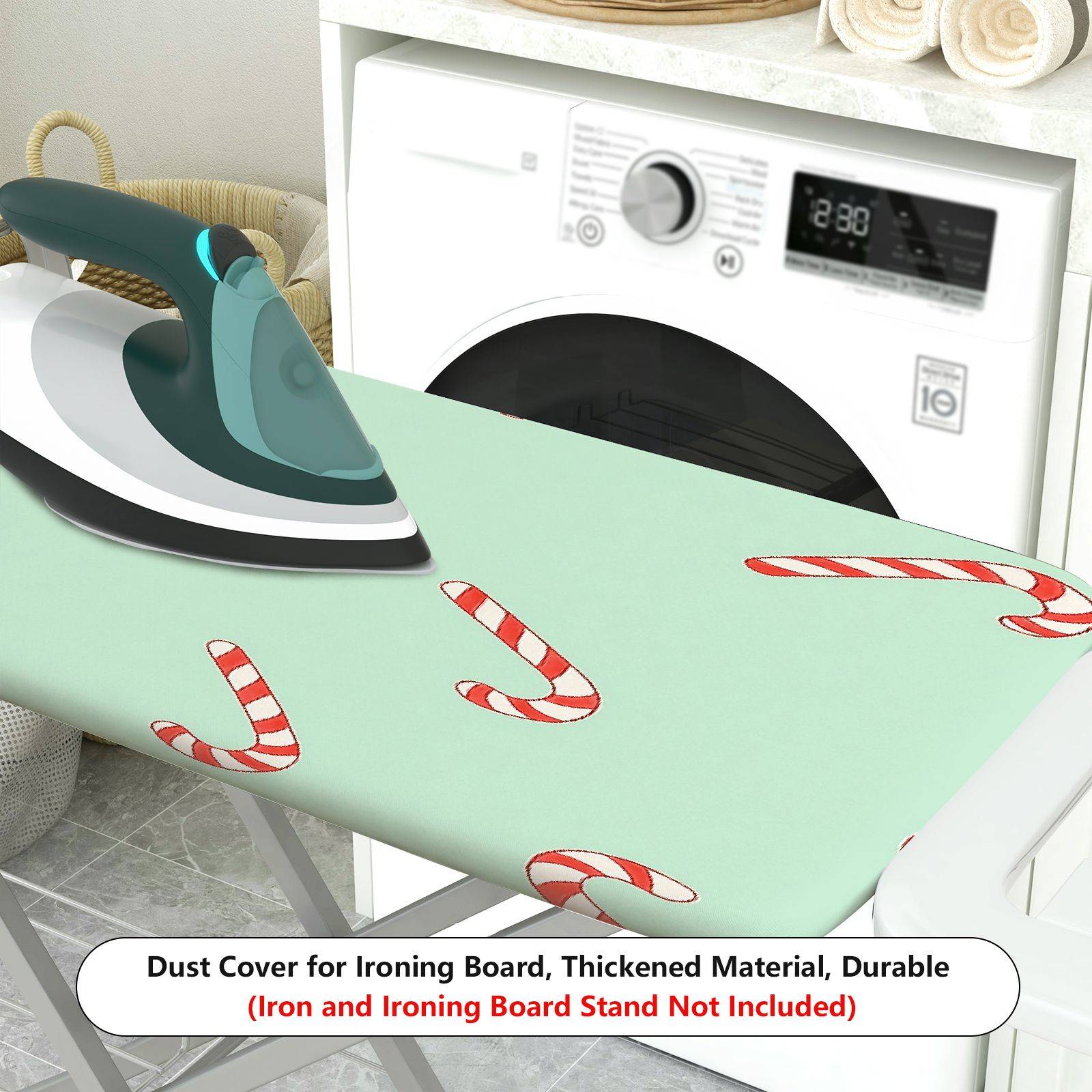 1-Piece Christmas Candy Cane Pattern Festive Holiday  Ironing Board Cover, Universal Size, Without Board