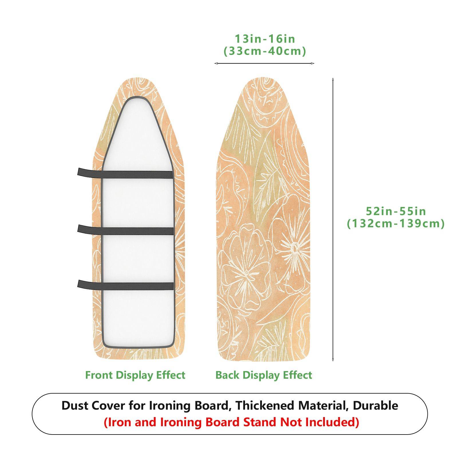 1-Piece Floral Pattern Beige  Ironing Board Cover, Universal Size, Without Board