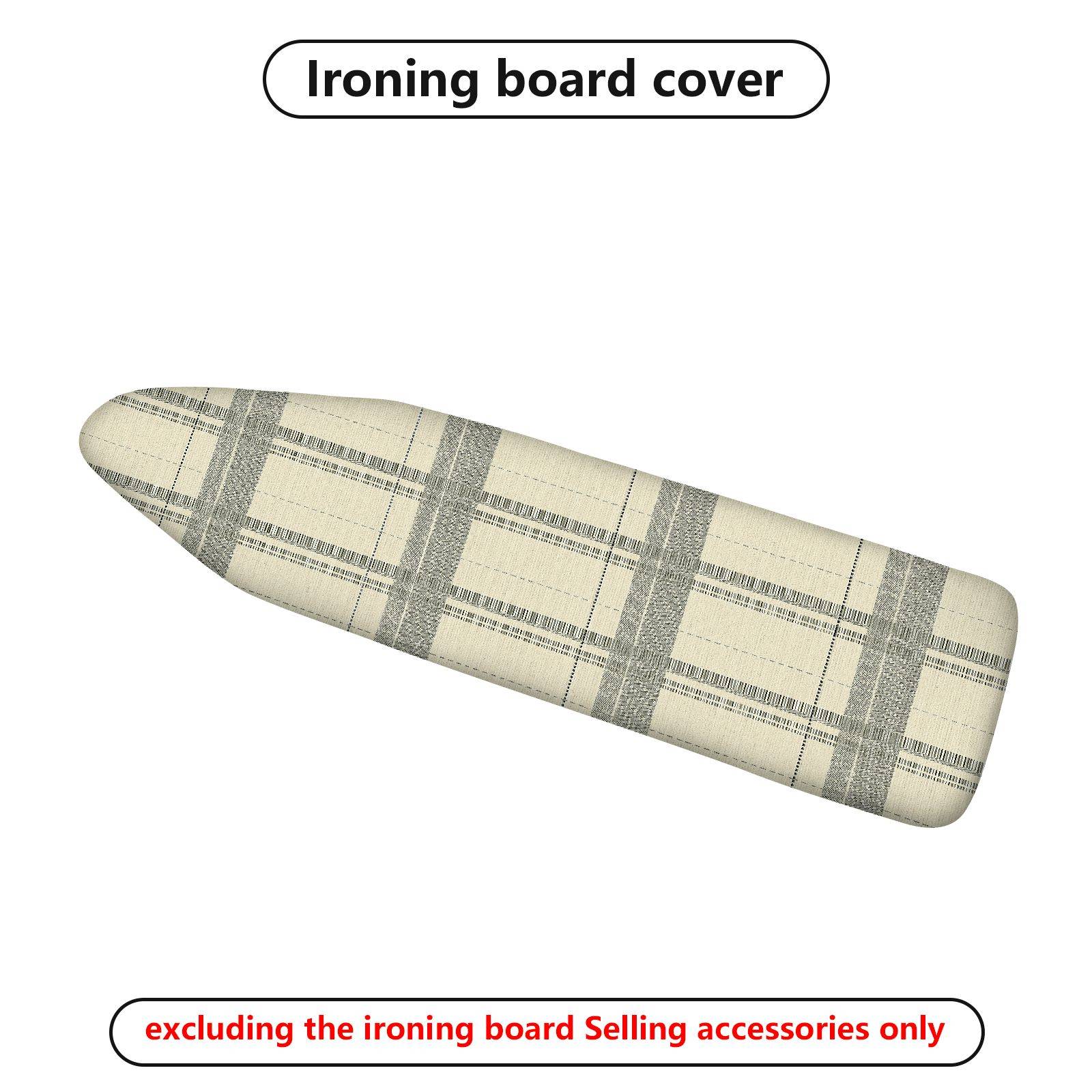 1-Piece Plaid Checkered Beige  Ironing Board Cover, Universal Size, Without Board