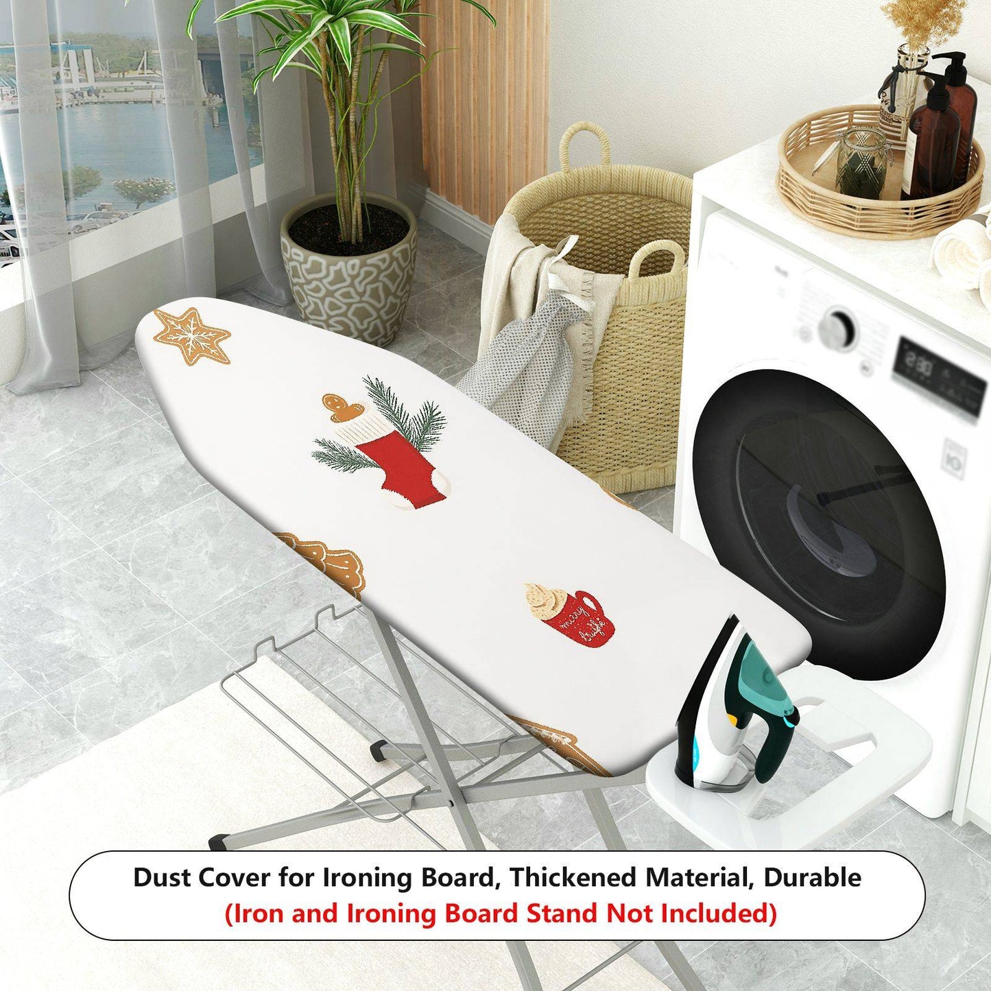 1-Piece Christmas stocking gingerbread Xmas  Ironing Board Cover, Universal Size, Without Board