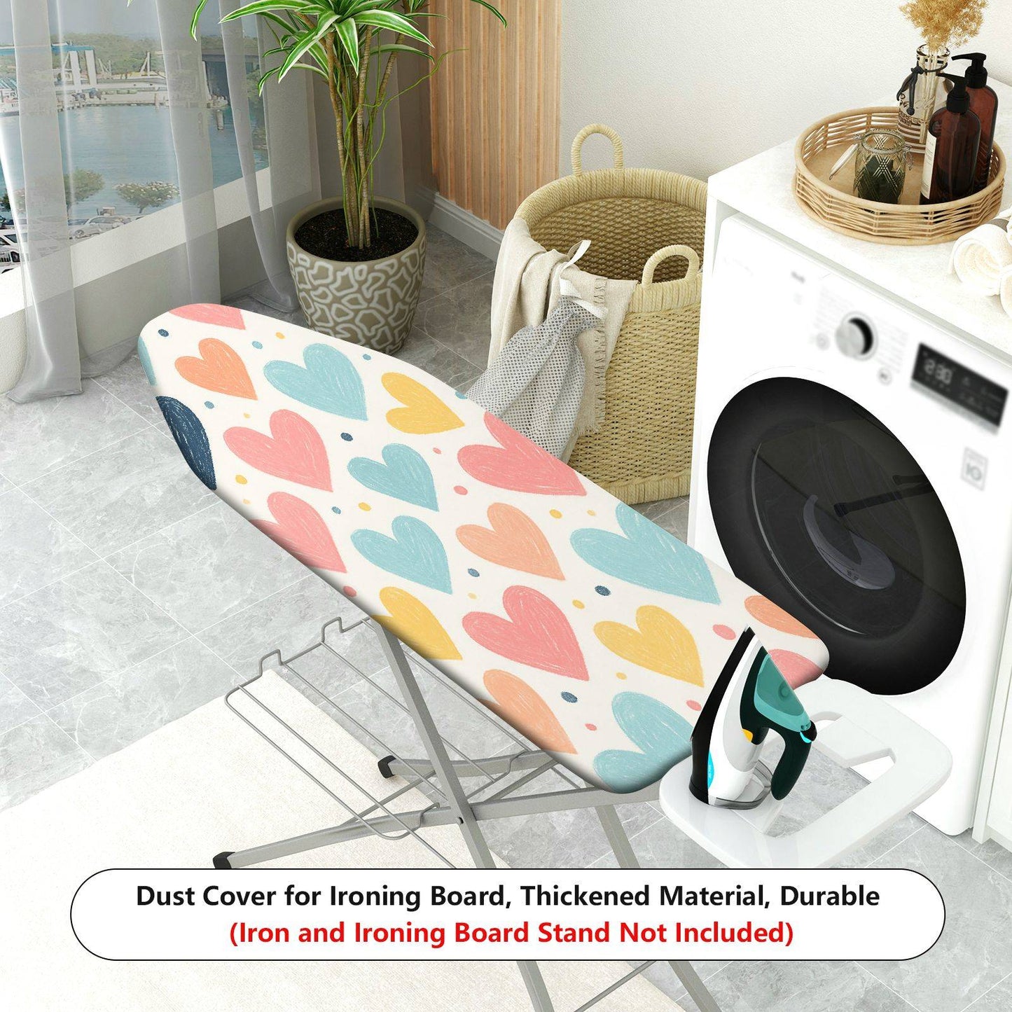 1-Piece Heart Shape Colorful Pattern Cute  Ironing Board Cover, Universal Size, Without Board