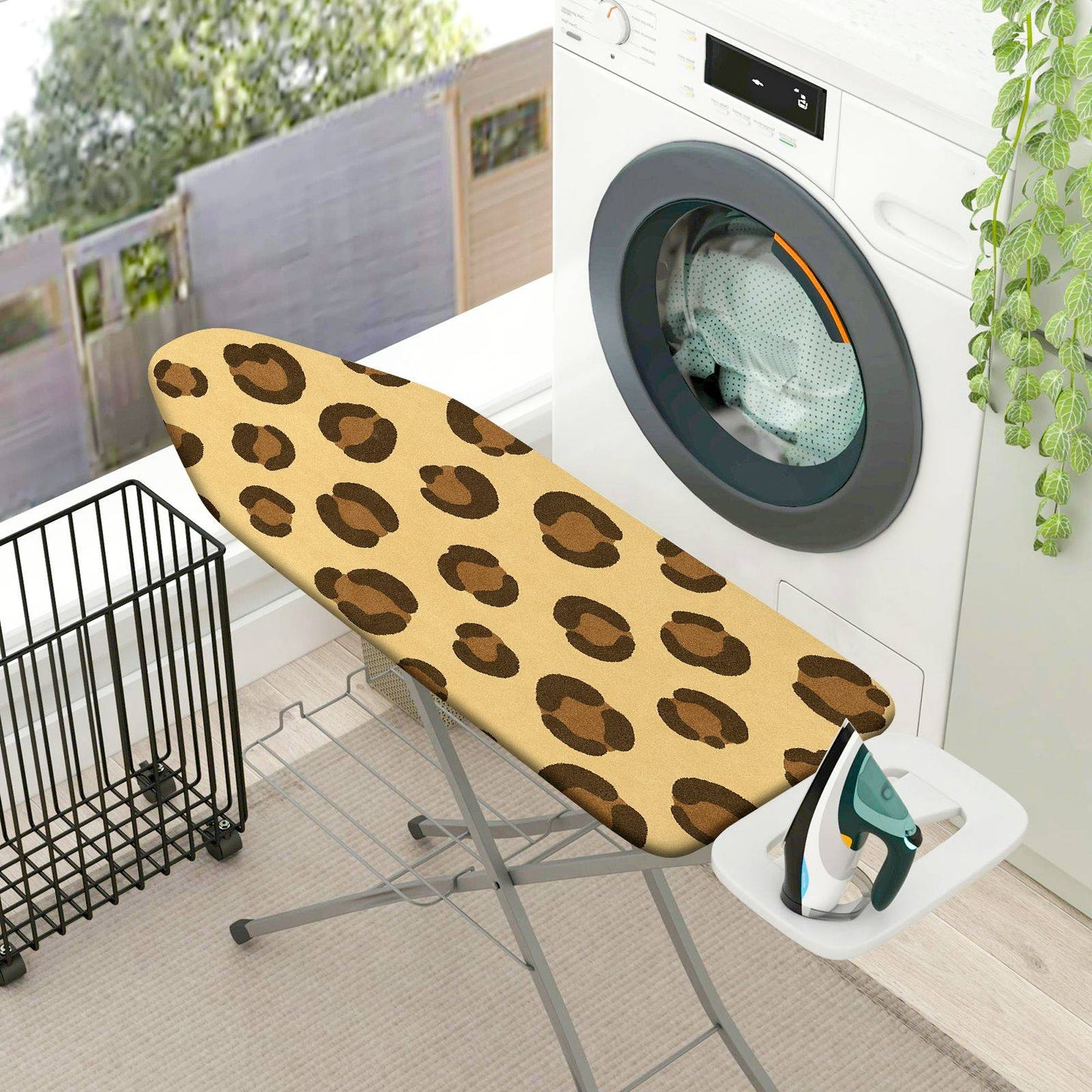 1-Piece Leopard Print Beige Brown  Ironing Board Cover, Universal Size, Without Board