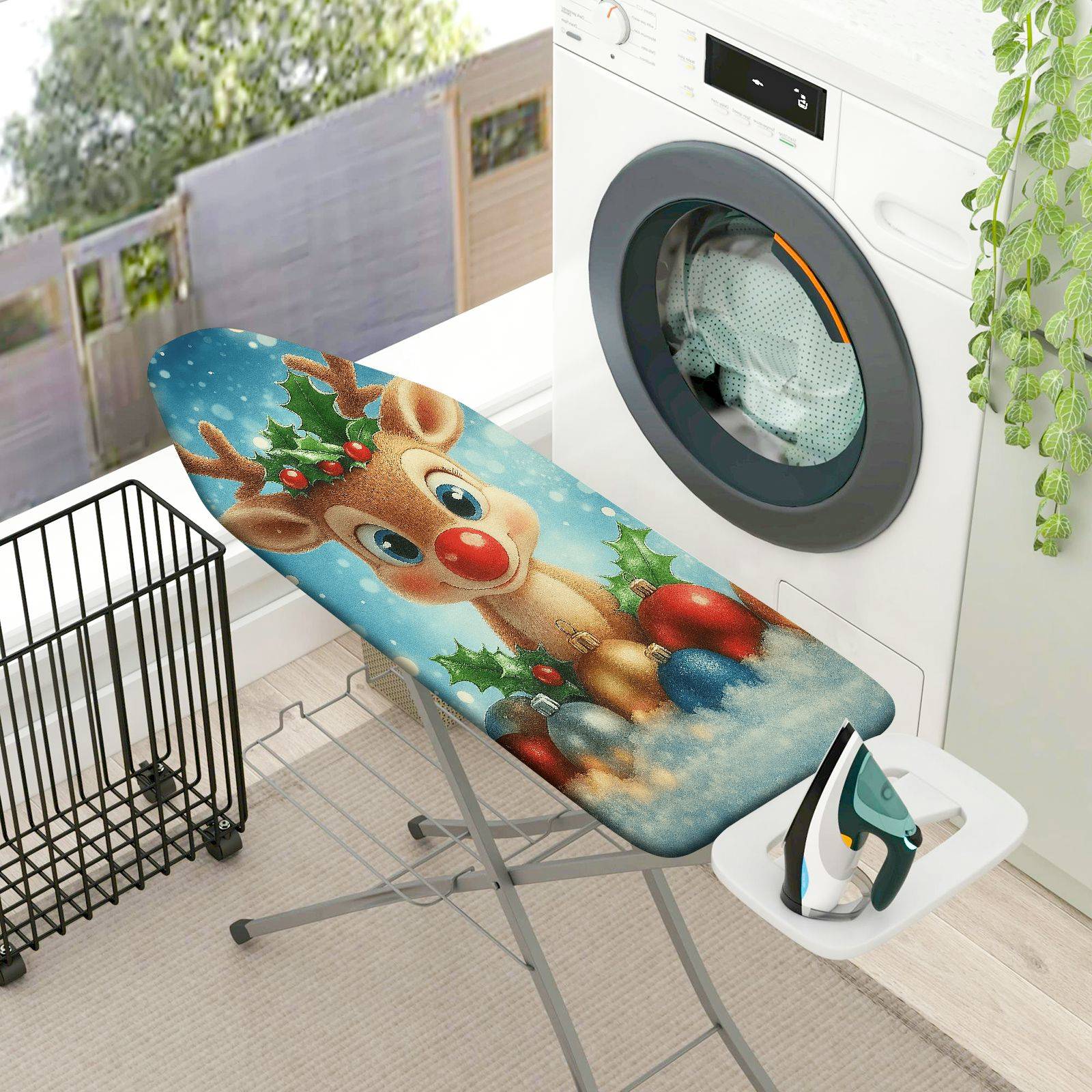 1-Piece Reindeer Christmas Snow  Ironing Board Cover, Universal Size, Without Board