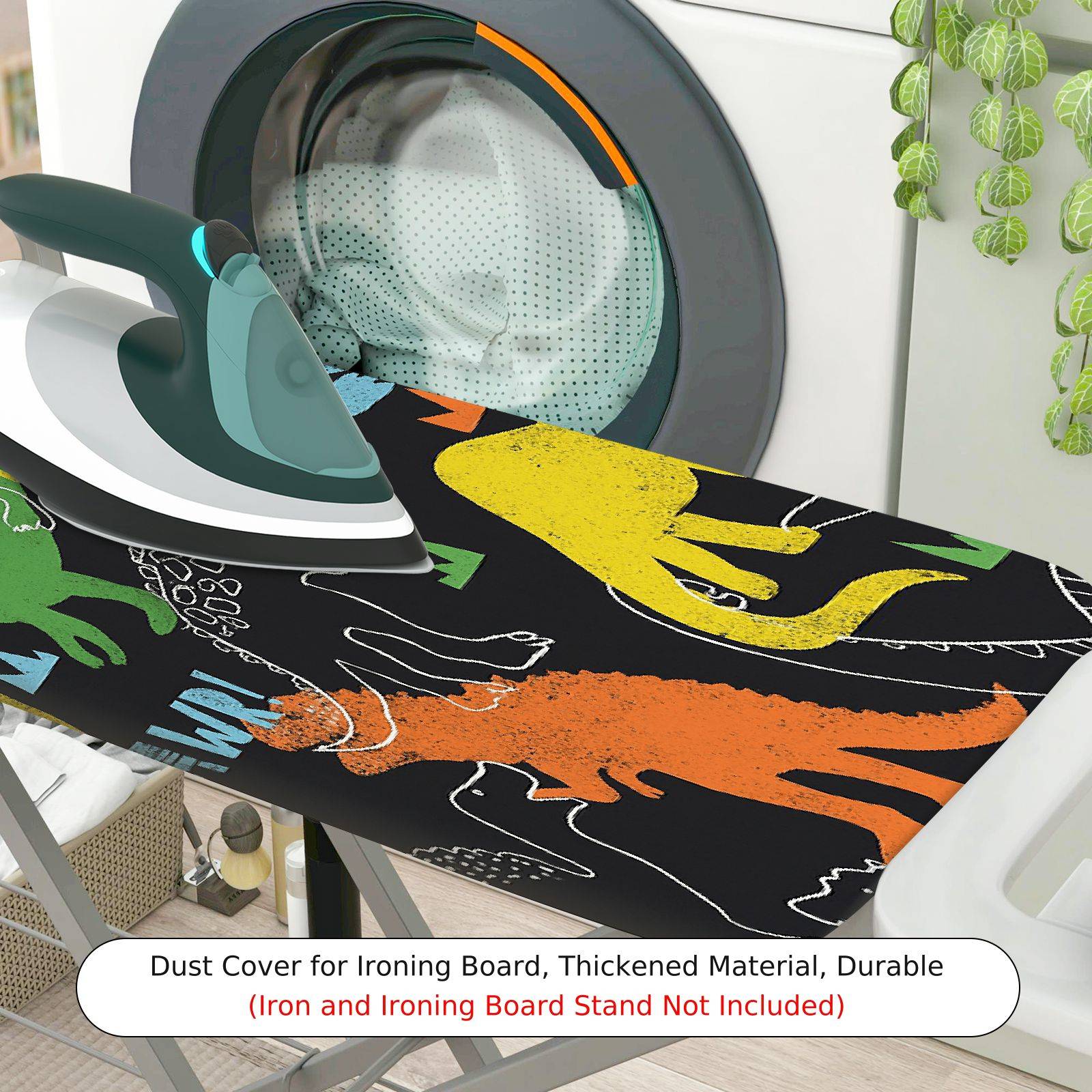 1-Piece Dinosaur Print Colorful Pattern Cute  Ironing Board Cover, Universal Size, Without Board