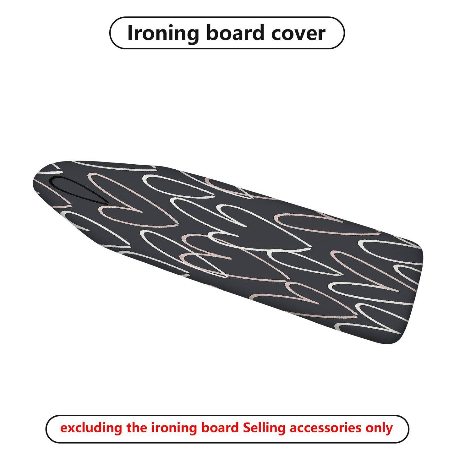 1-Piece Abstract Heart Black  Ironing Board Cover, Universal Size, Without Board