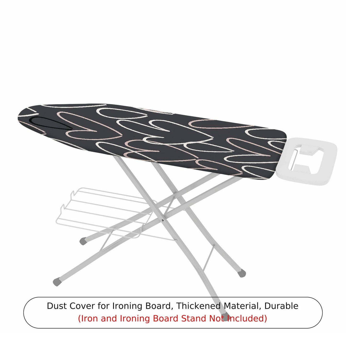 1-Piece Abstract Heart Black  Ironing Board Cover, Universal Size, Without Board