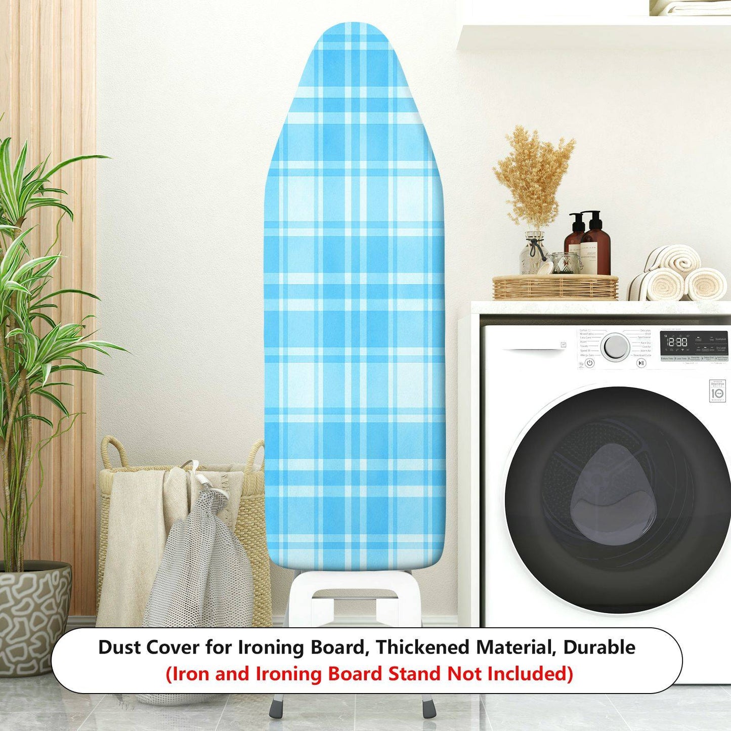 1-Piece Blue Plaid Checkered Pattern  Ironing Board Cover, Universal Size, Without Board