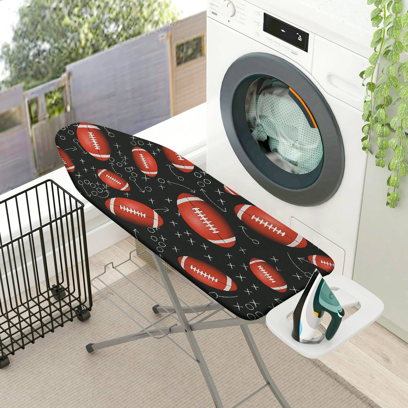 1-Piece Football Sports Black  Ironing Board Cover, Universal Size, Without Board