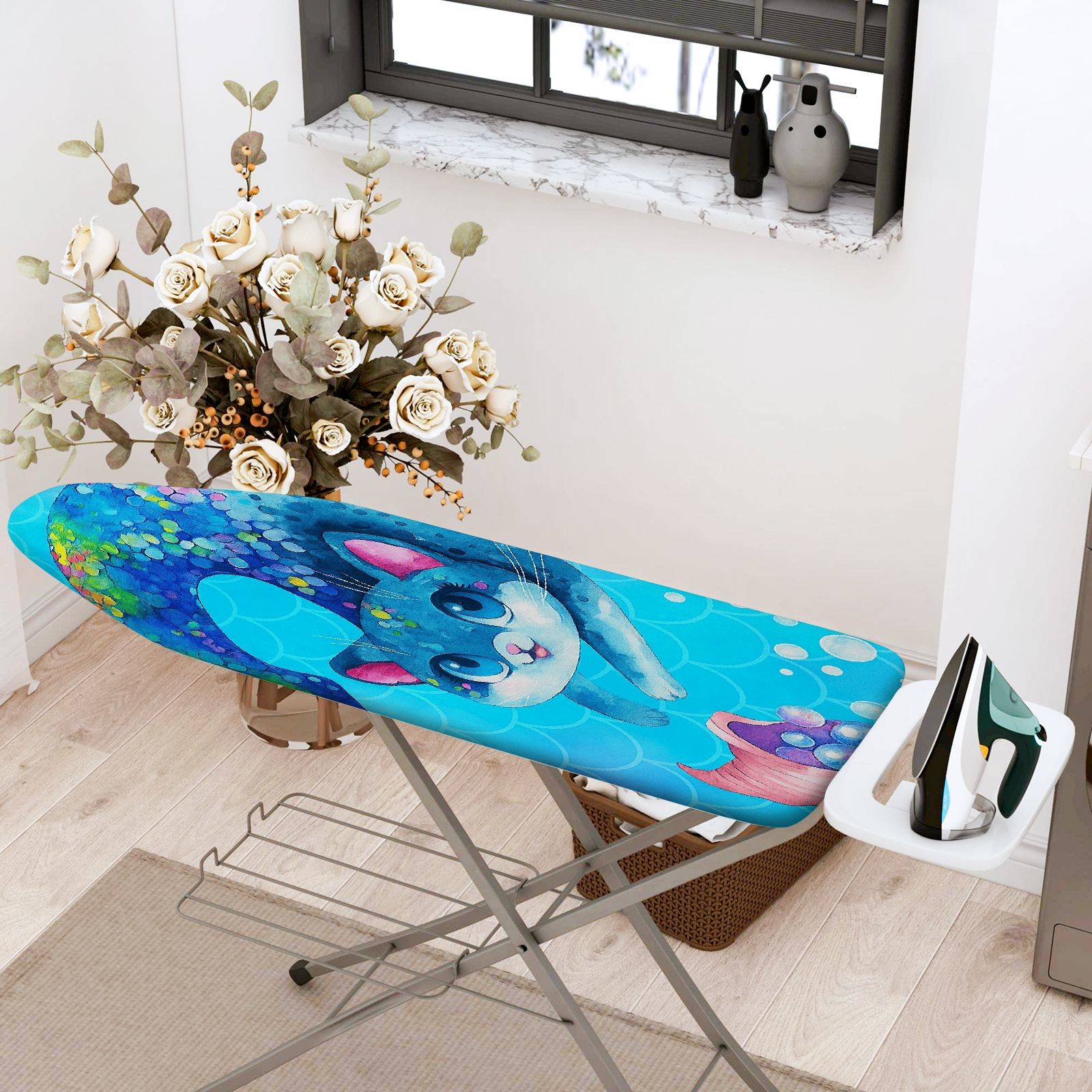 1-Piece Cute Blue  Cat  Ironing Board Cover, Universal Size, Without Board