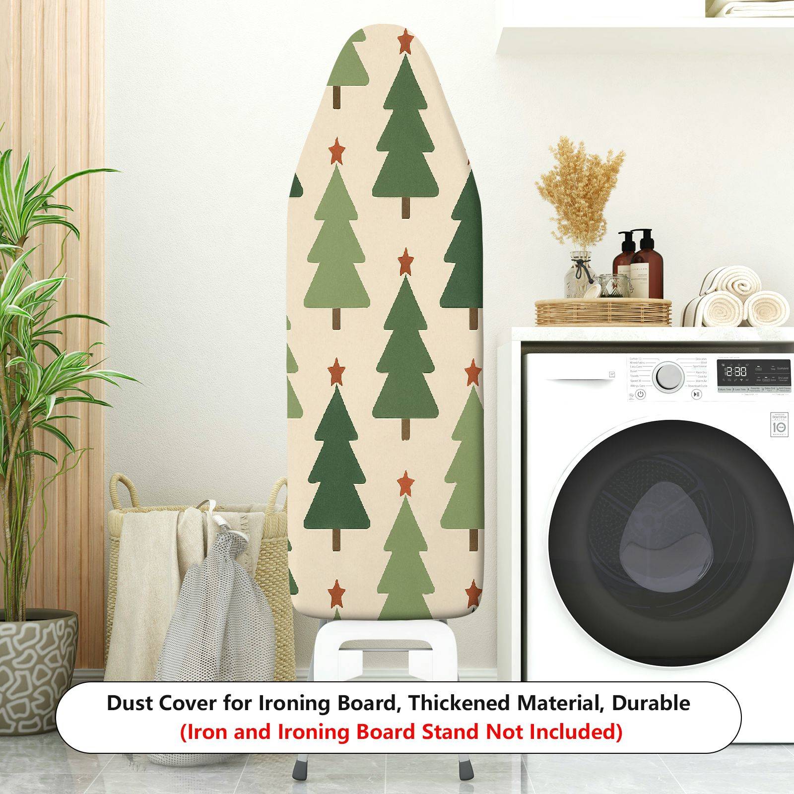 1-Piece Christmas Green Tree Star  Ironing Board Cover, Universal Size, Without Board