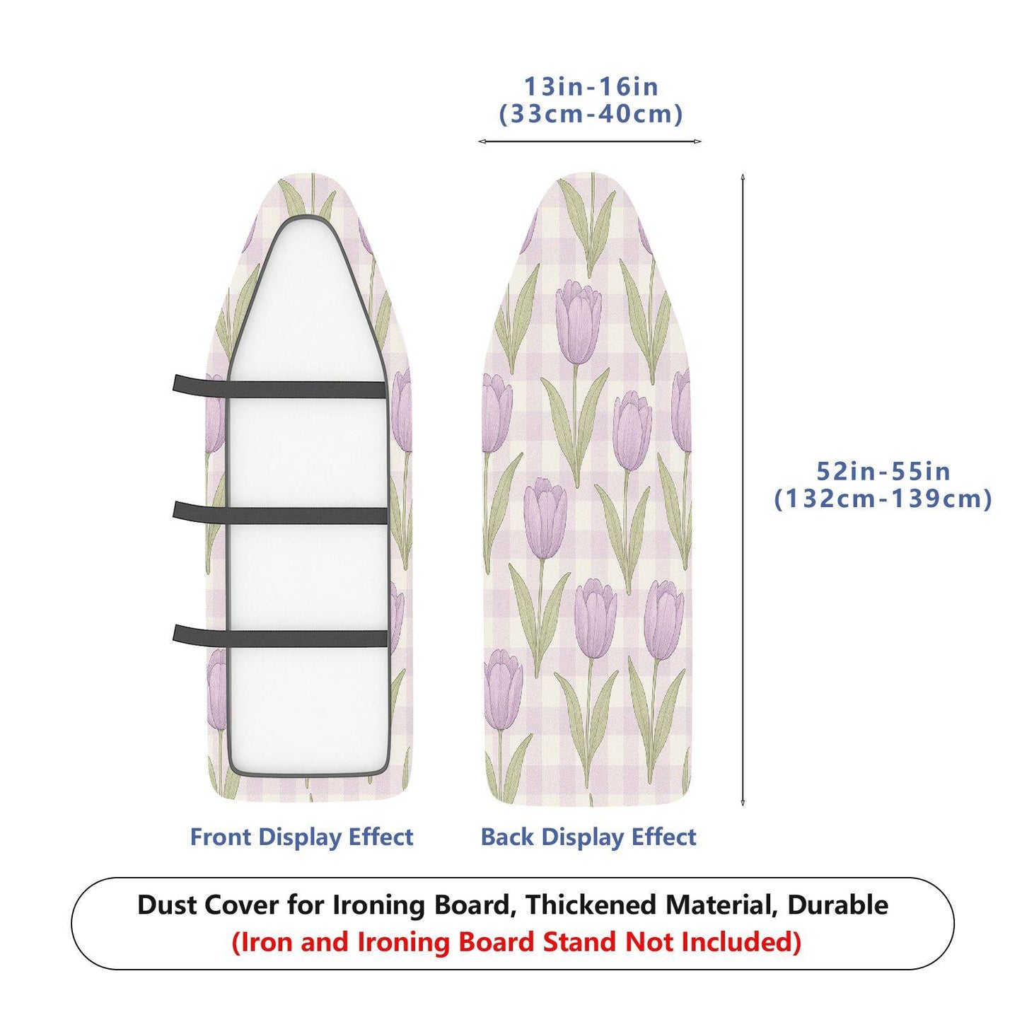 1-Piece Tulip Plaid Pastoral  Ironing Board Cover, Universal Size, Without Board