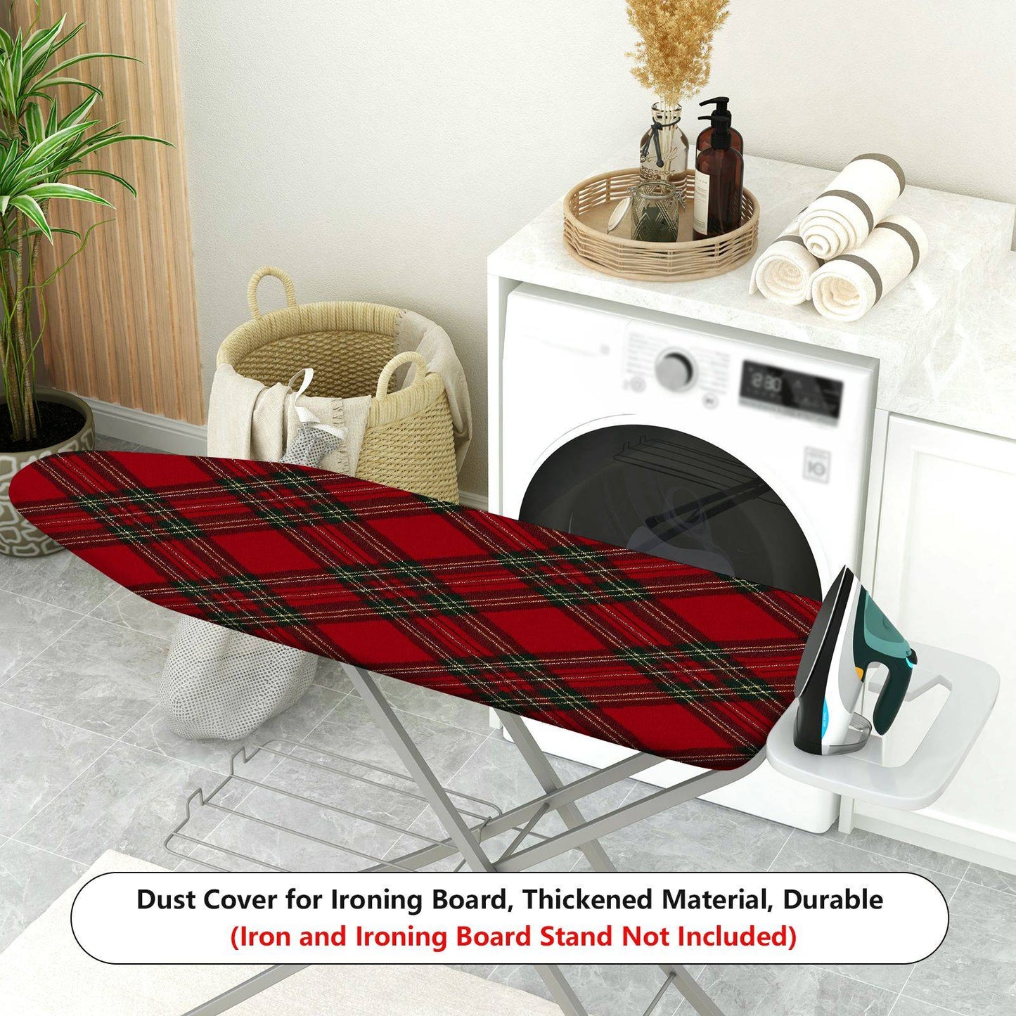 1-Piece Plaid Checkered Red  Ironing Board Cover, Universal Size, Without Board