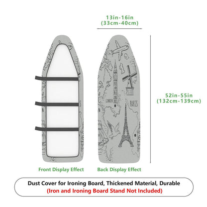 1-Piece World Architectural Travel Iconic  Ironing Board Cover, Universal Size, Without Board
