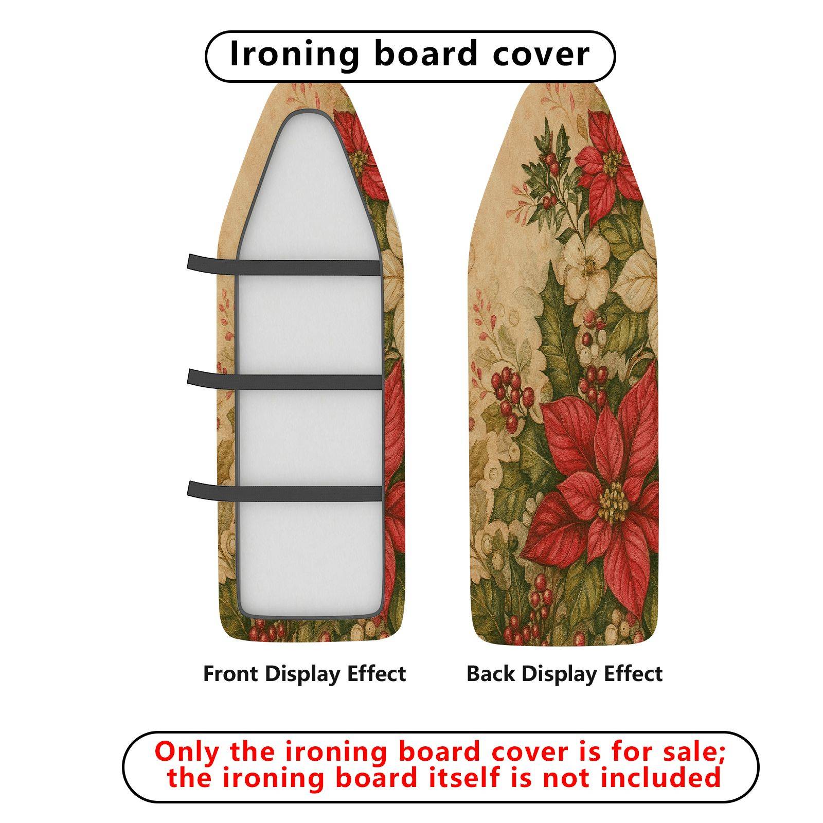 1-Piece Christmas Floral Festive  Ironing Board Cover, Universal Size, Without Board