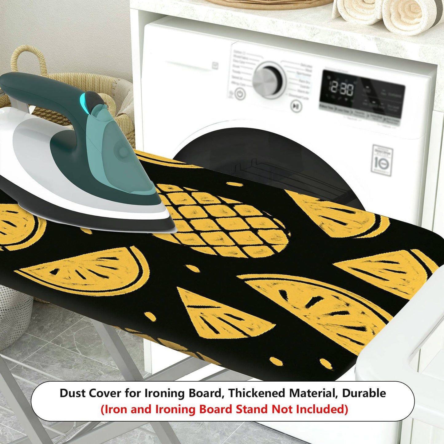 1-Piece Pineapple Fruit Pattern Black  Ironing Board Cover, Universal Size, Without Board