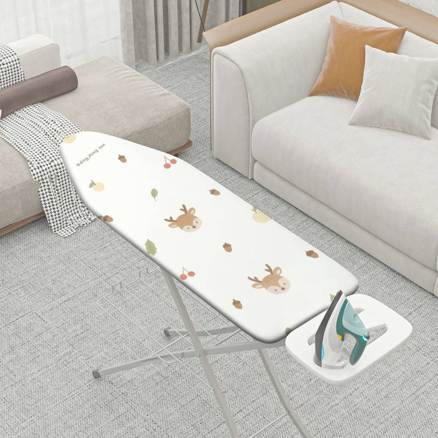 1-Piece Deer Fruit Nature  Ironing Board Cover, Universal Size, Without Board
