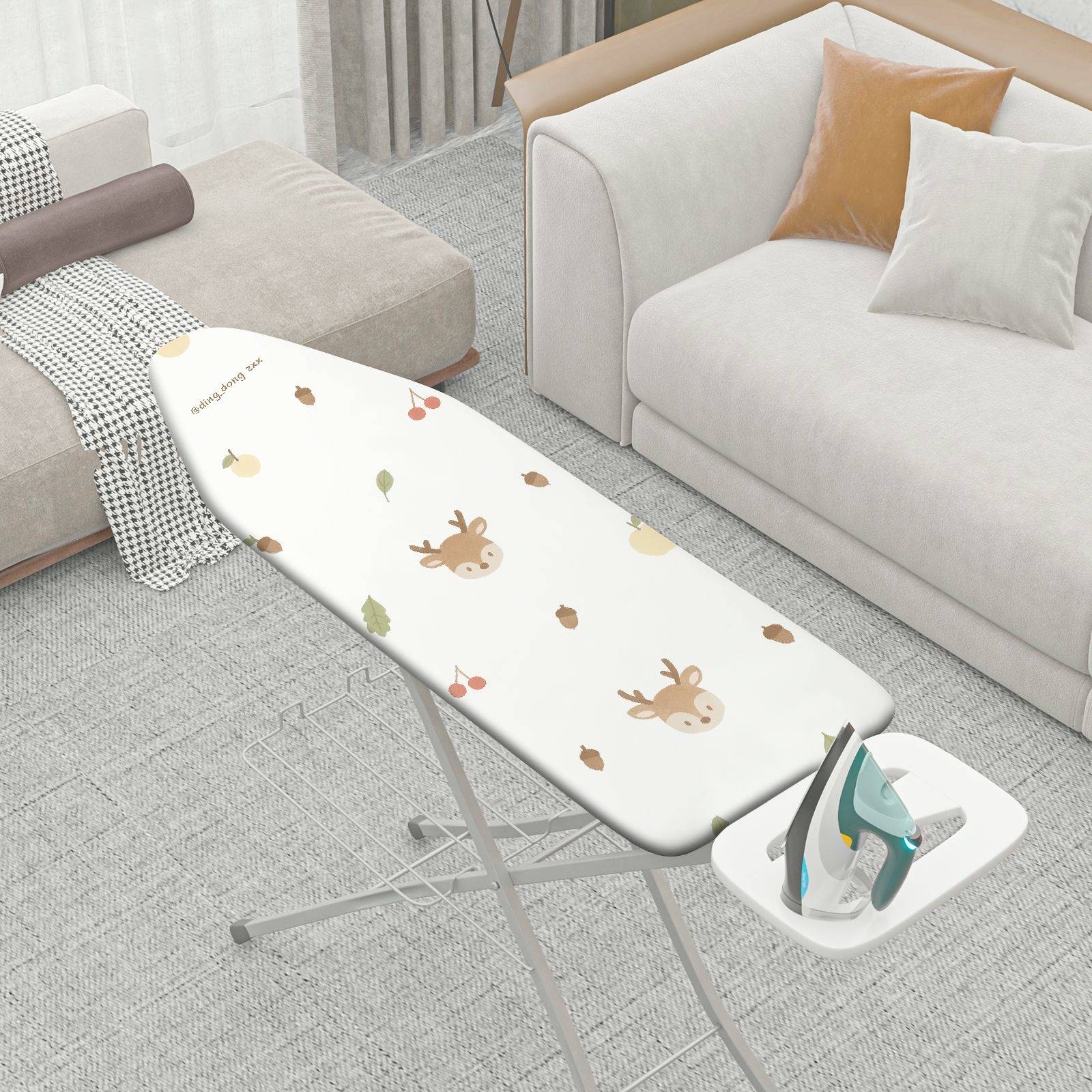 1-Piece Deer Fruit Nature  Ironing Board Cover, Universal Size, Without Board