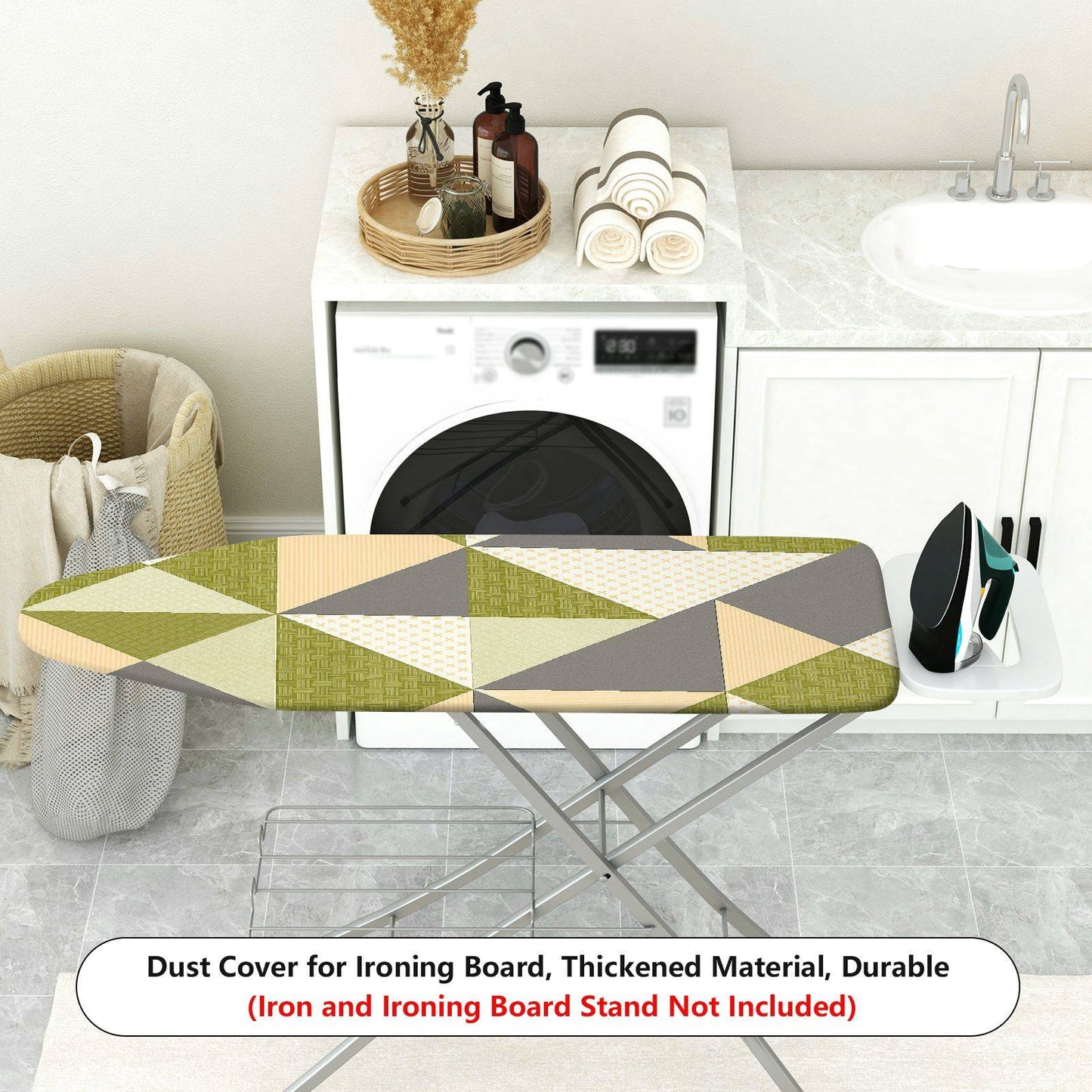 1-Piece Geometric Pattern Green Beige Gray  Ironing Board Cover, Universal Size, Without Board