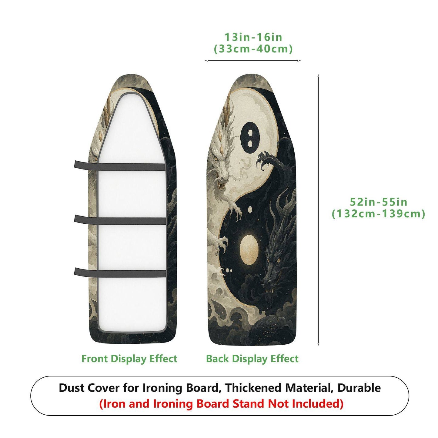 1-Piece Yin Yang Dragon Black  Ironing Board Cover, Universal Size, Without Board