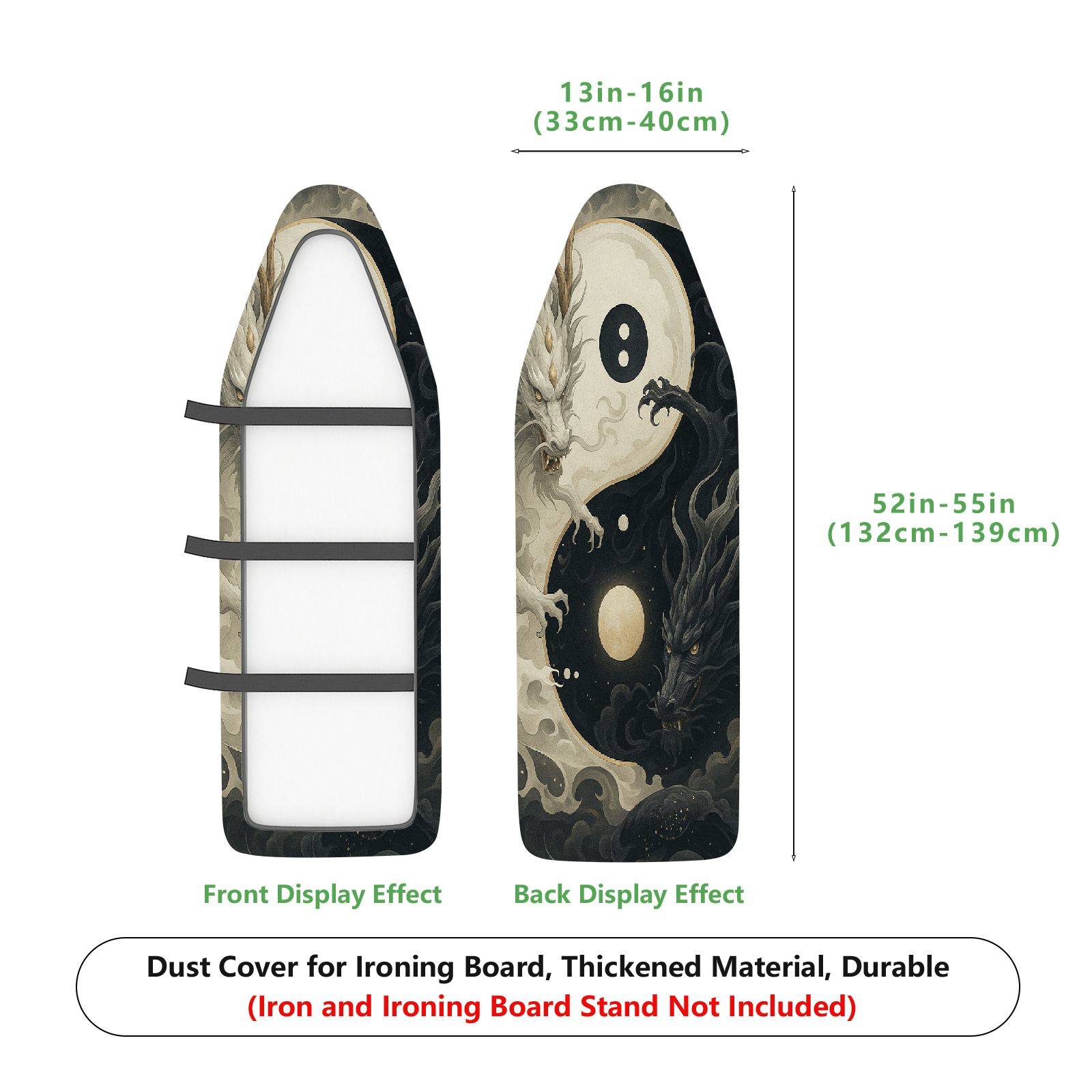 1-Piece Yin Yang Dragon Black  Ironing Board Cover, Universal Size, Without Board