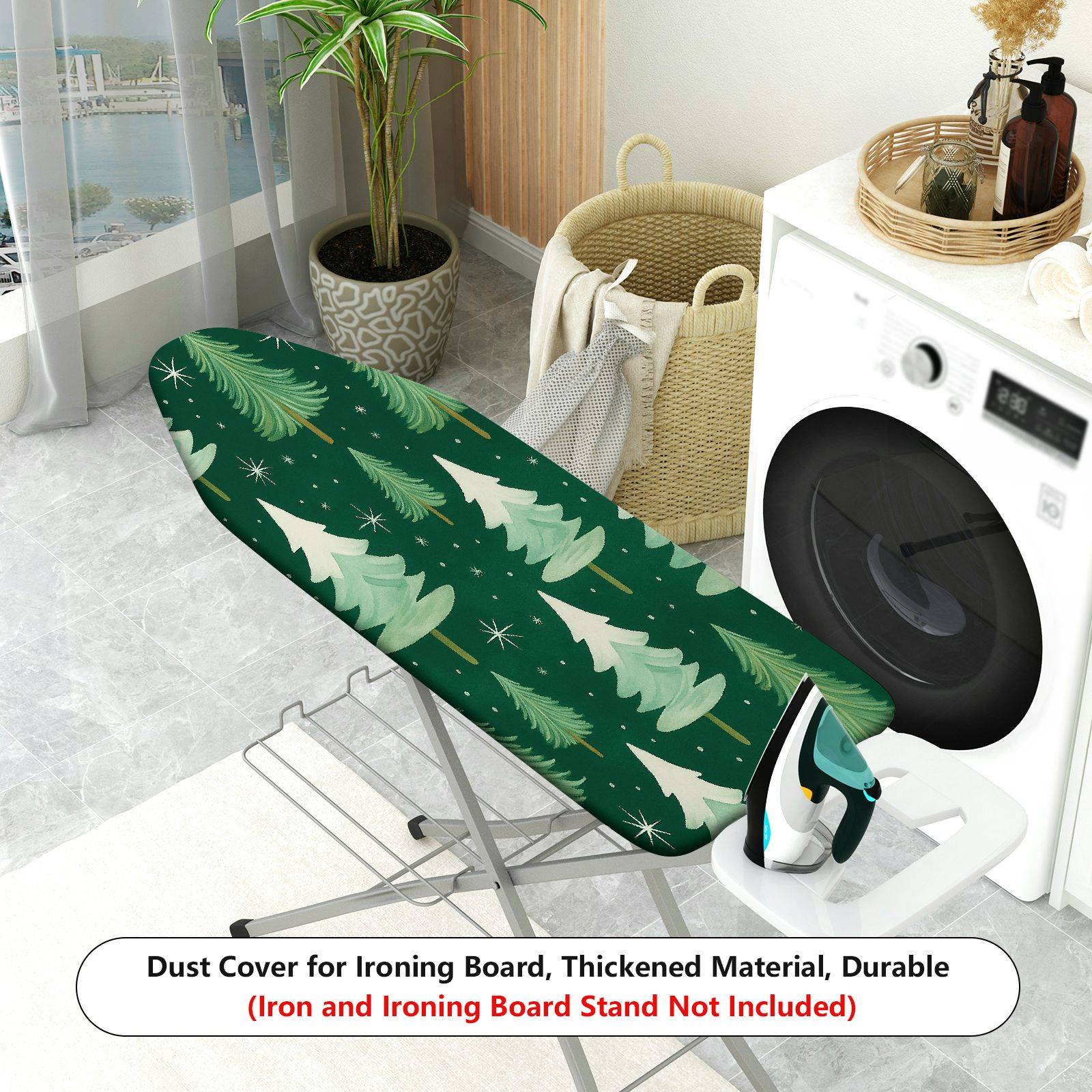 1-Piece Christmas Tree Pattern Forest Green Theme  Ironing Board Cover, Universal Size, Without Board