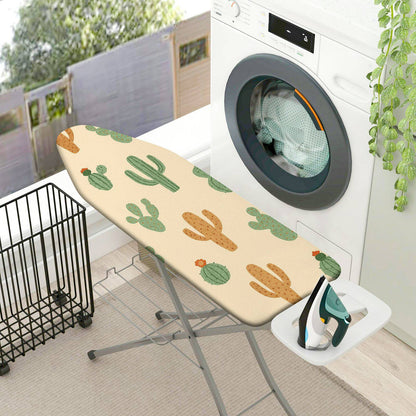 1-Piece Cactus Pattern Green Beige  Ironing Board Cover, Universal Size, Without Board