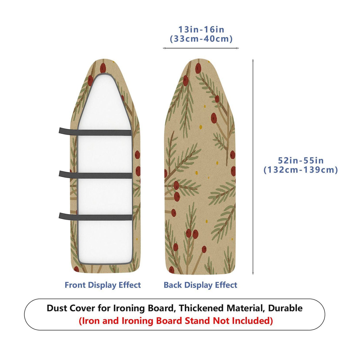 1-Piece Christmas Berry Pine Holiday  Ironing Board Cover, Universal Size, Without Board