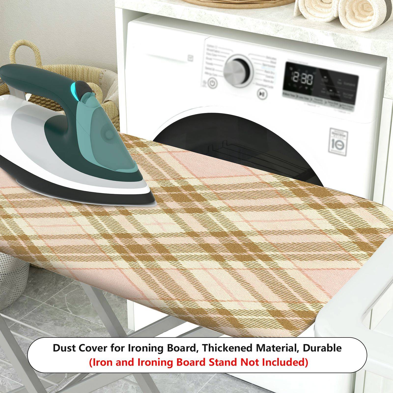 1-Piece Plaid Checkered Vintage  Ironing Board Cover, Universal Size, Without Board