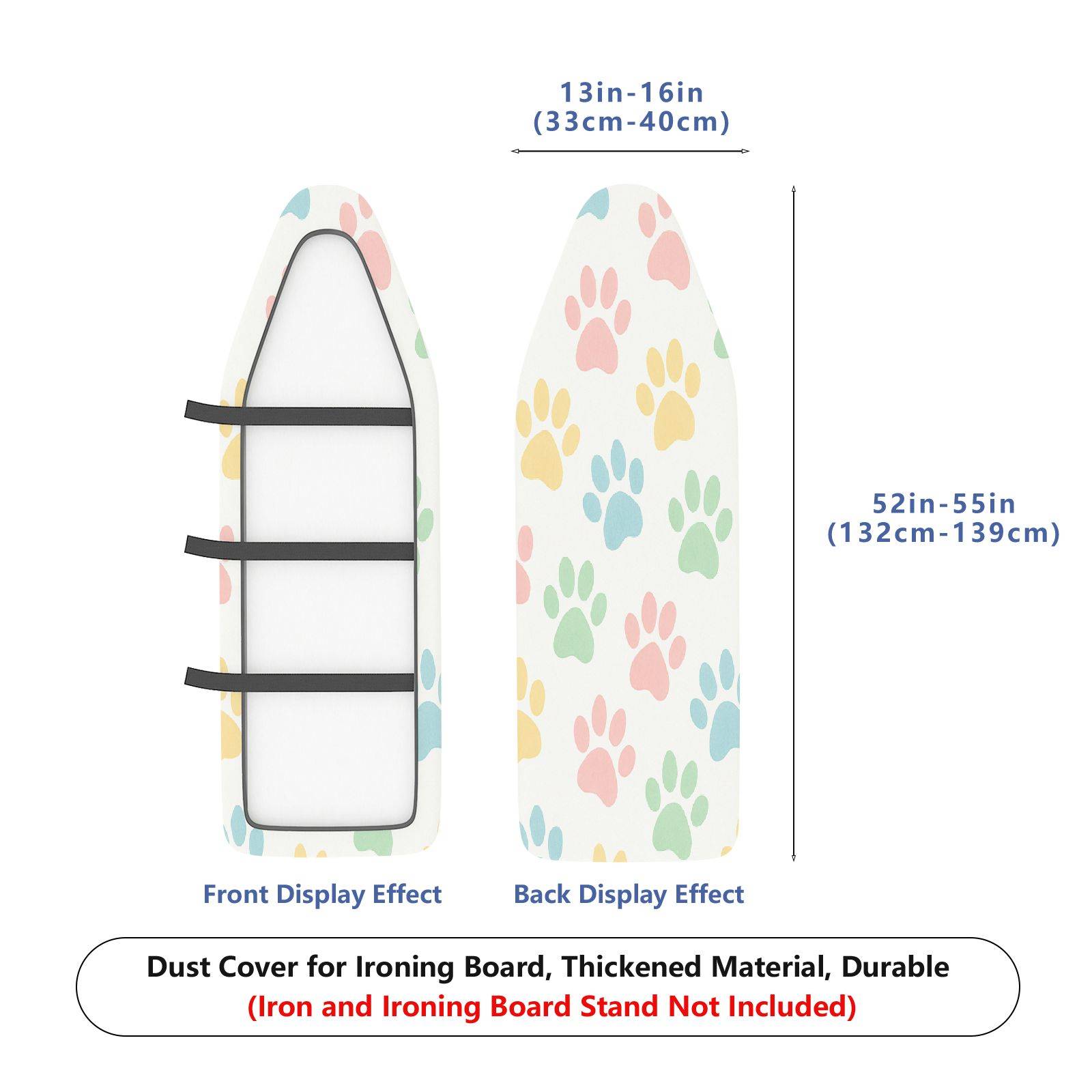 1-Piece Colorful Pet Paw Pattern Cute Decorative  Ironing Board Cover, Universal Size, Without Board