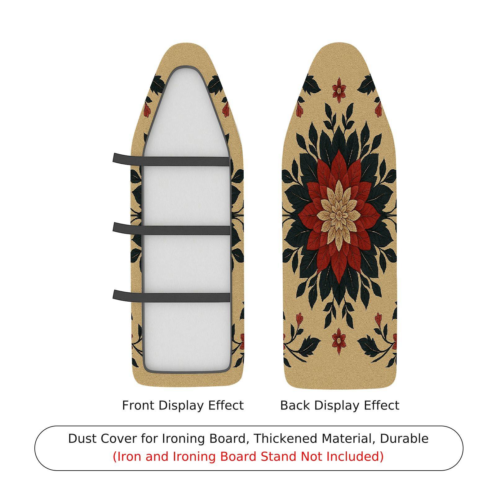 1-Piece Floral Red Beige Black  Ironing Board Cover, Universal Size, Without Board