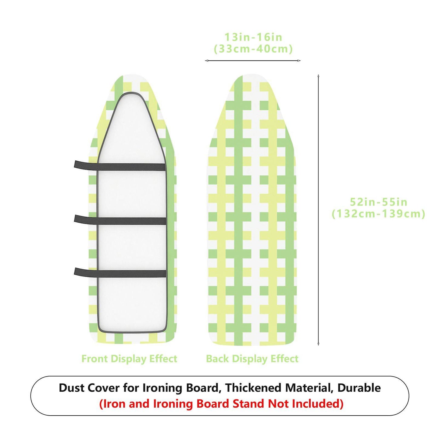 1-Piece Plaid Pattern Green Yellow Checks  Ironing Board Cover, Universal Size, Without Board