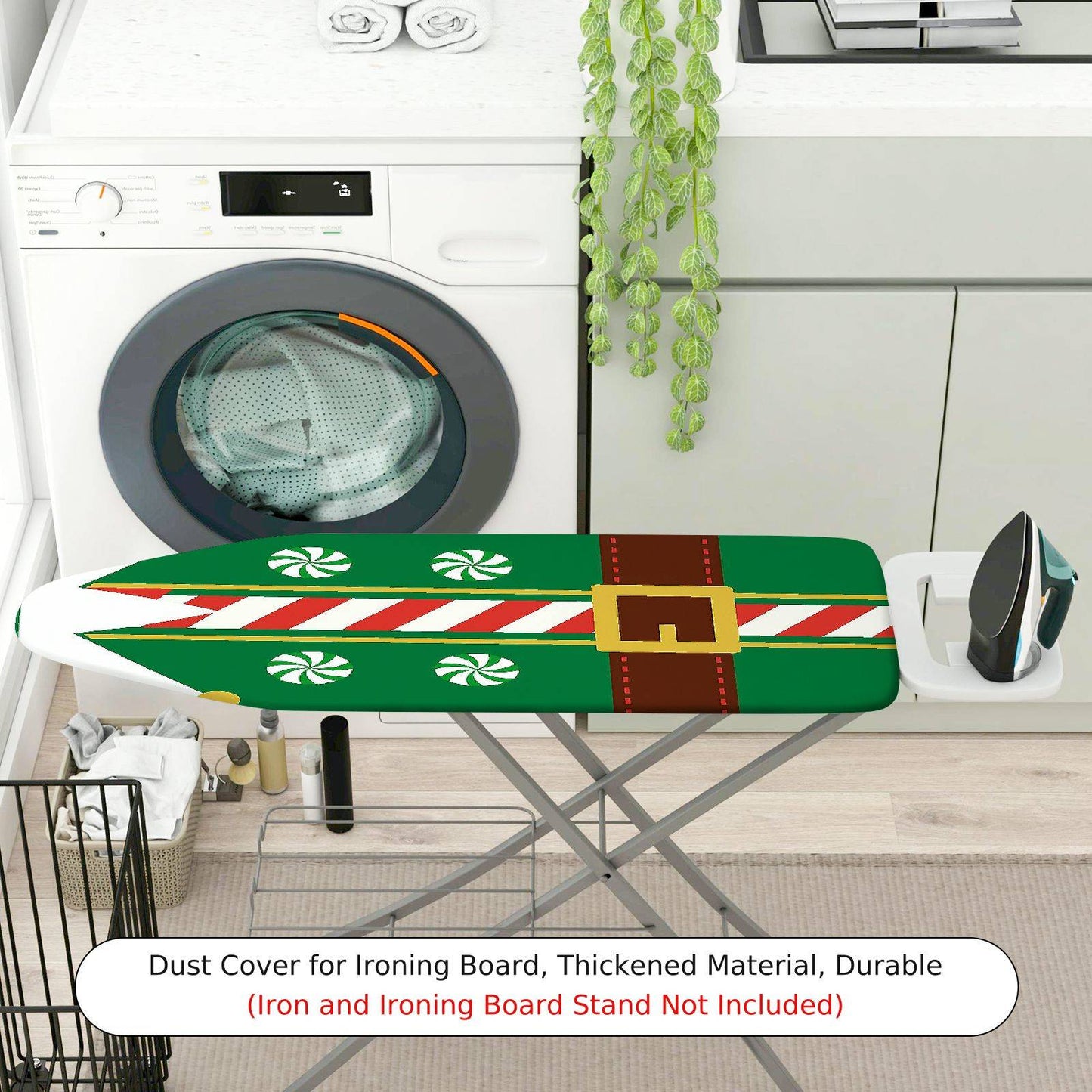 1-Piece Christmas Elf Candy Cane  Ironing Board Cover, Universal Size, Without Board