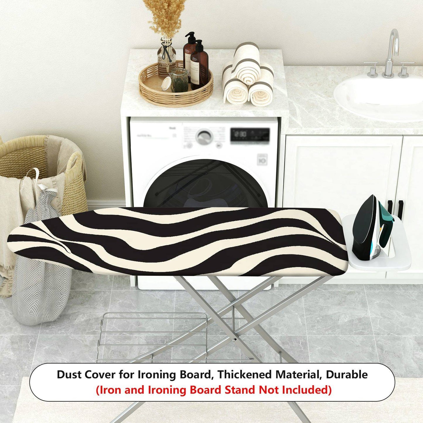 1-Piece Zebra Pattern Black White  Ironing Board Cover, Universal Size, Without Board