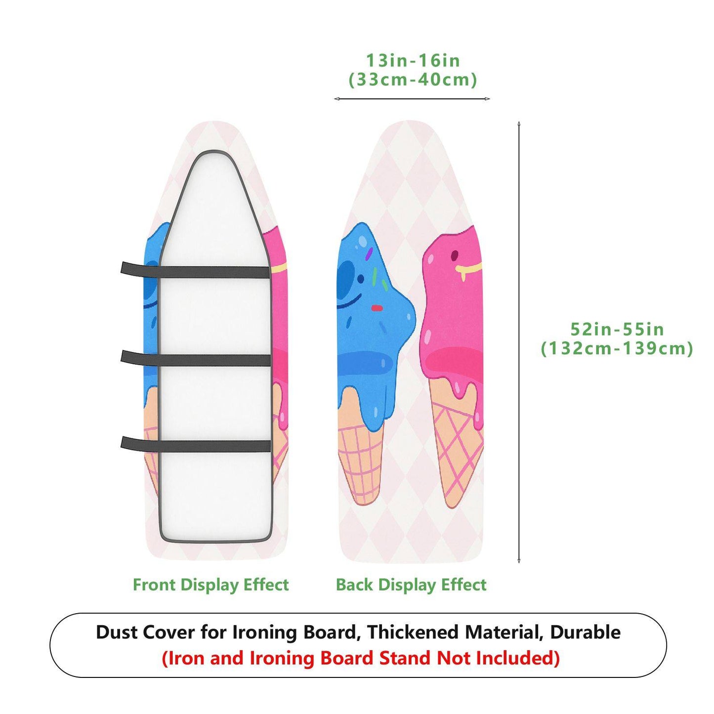 1-Piece Ice Cream Colorful Fun  Ironing Board Cover, Universal Size, Without Board